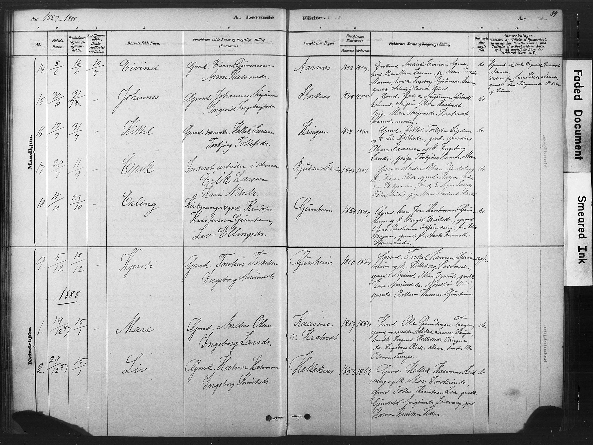 Sauherad kirkebøker, AV/SAKO-A-298/F/Fb/L0002: Parish register (official) no. II 2, 1878-1901, p. 39