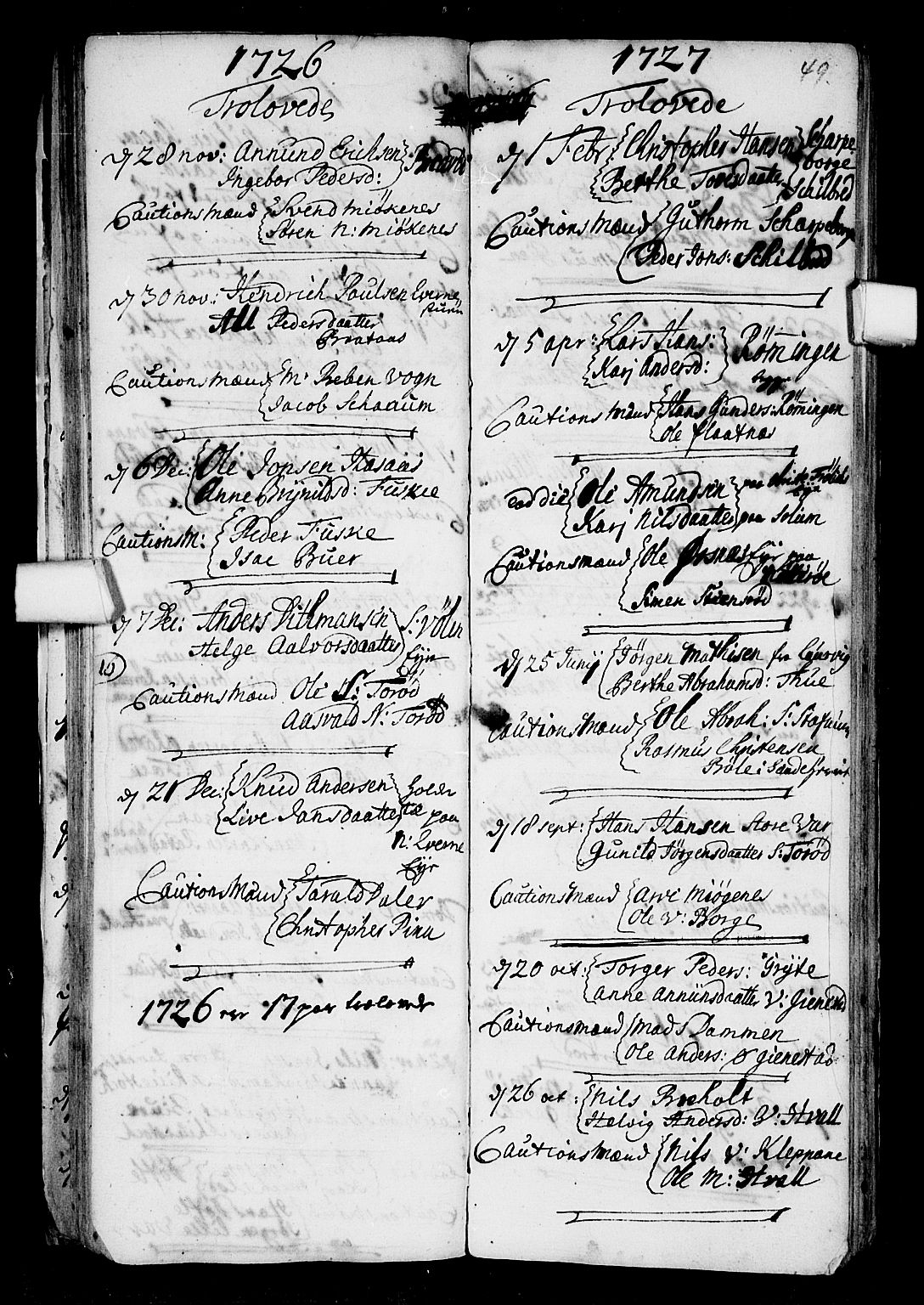 Stokke kirkebøker, AV/SAKO-A-320/F/Fa/L0001: Parish register (official) no. I 1, 1717-1733, p. 49