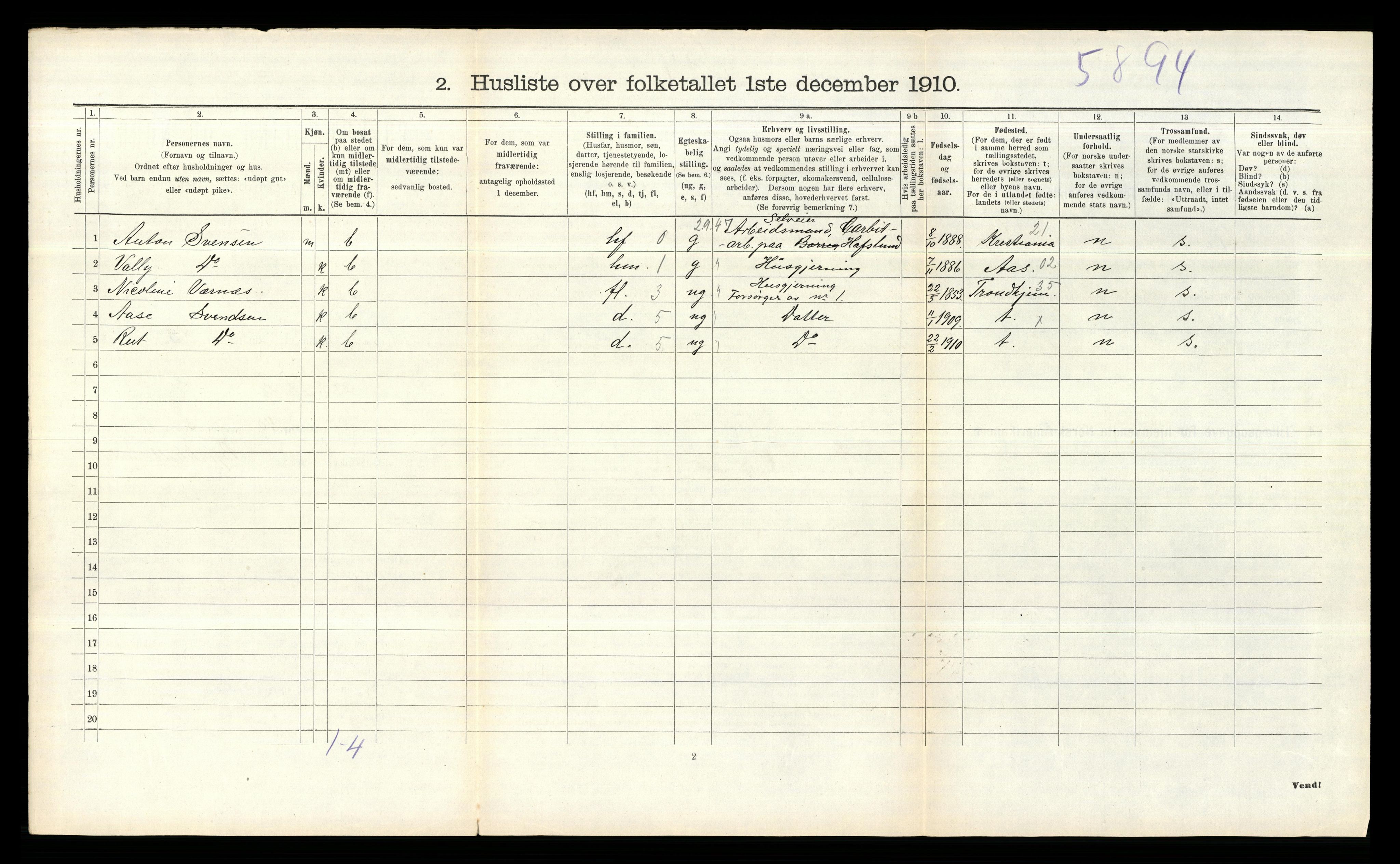 RA, 1910 census for Skjeberg, 1910, p. 219