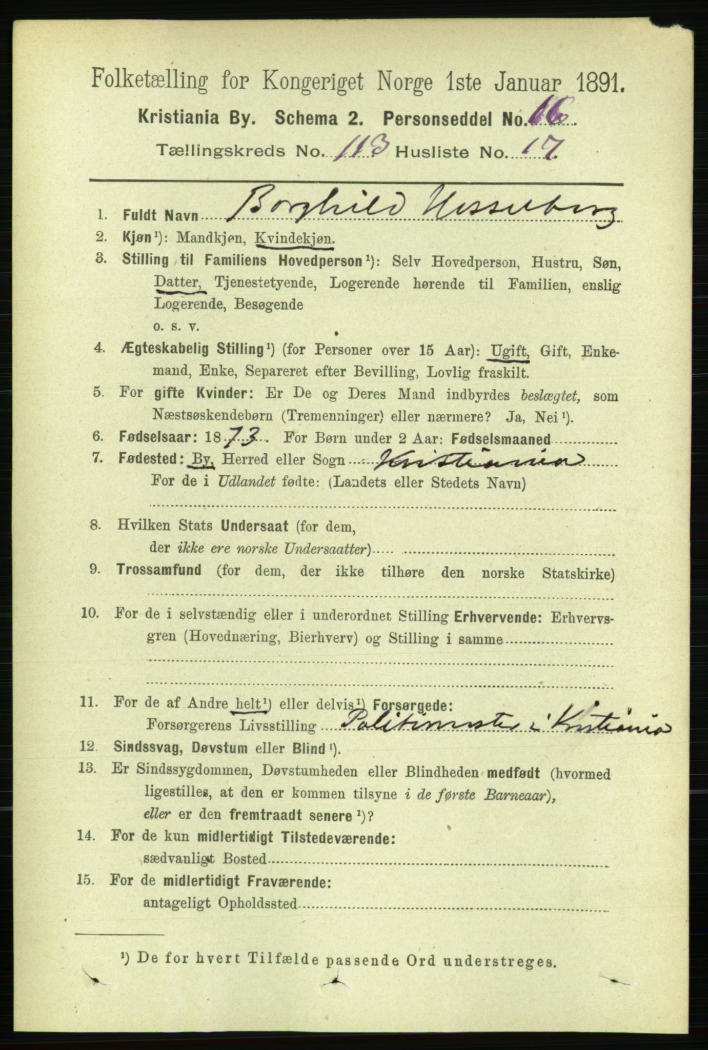 RA, 1891 census for 0301 Kristiania, 1891, p. 60490