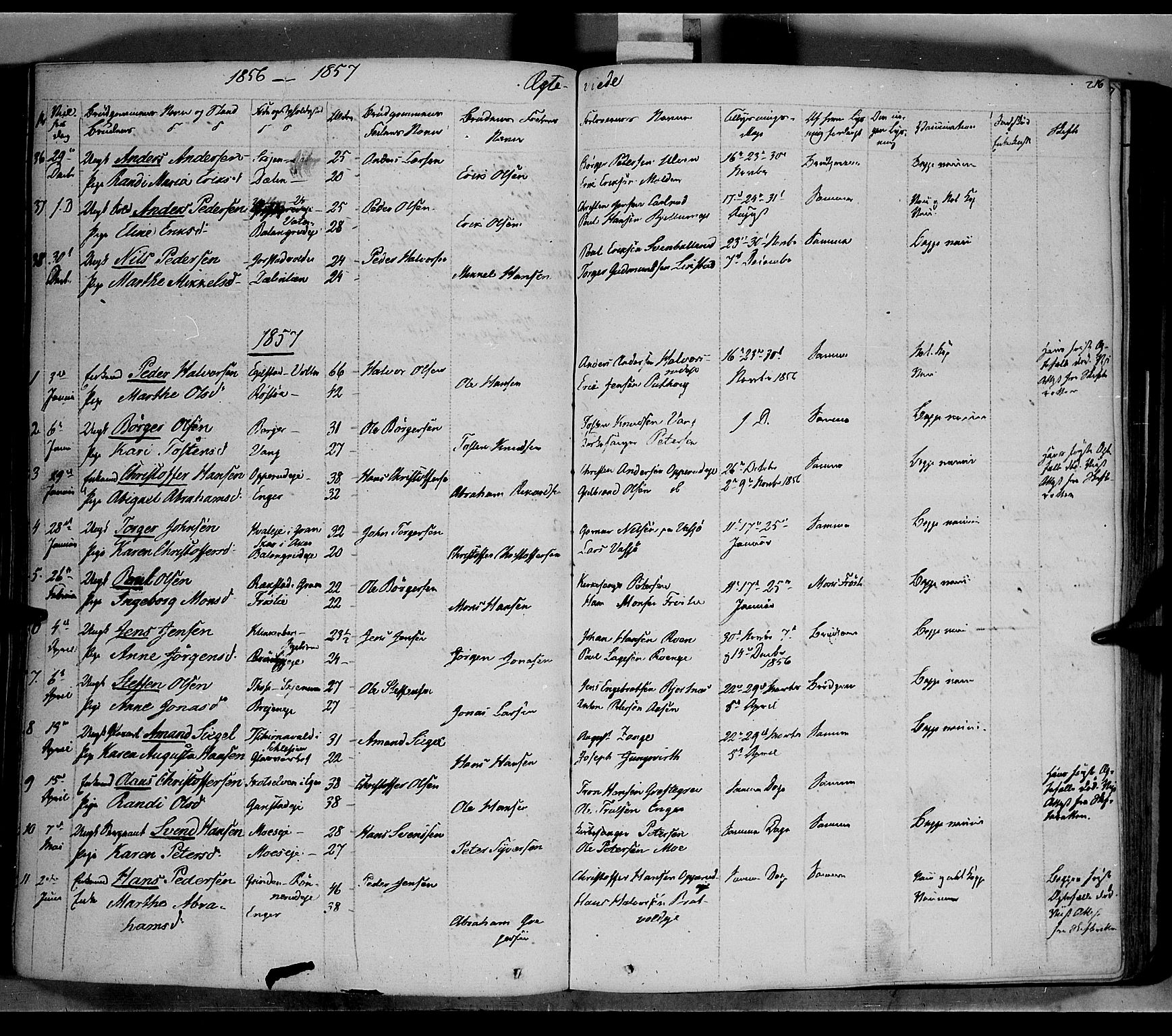 Jevnaker prestekontor, SAH/PREST-116/H/Ha/Haa/L0006: Parish register (official) no. 6, 1837-1857, p. 216