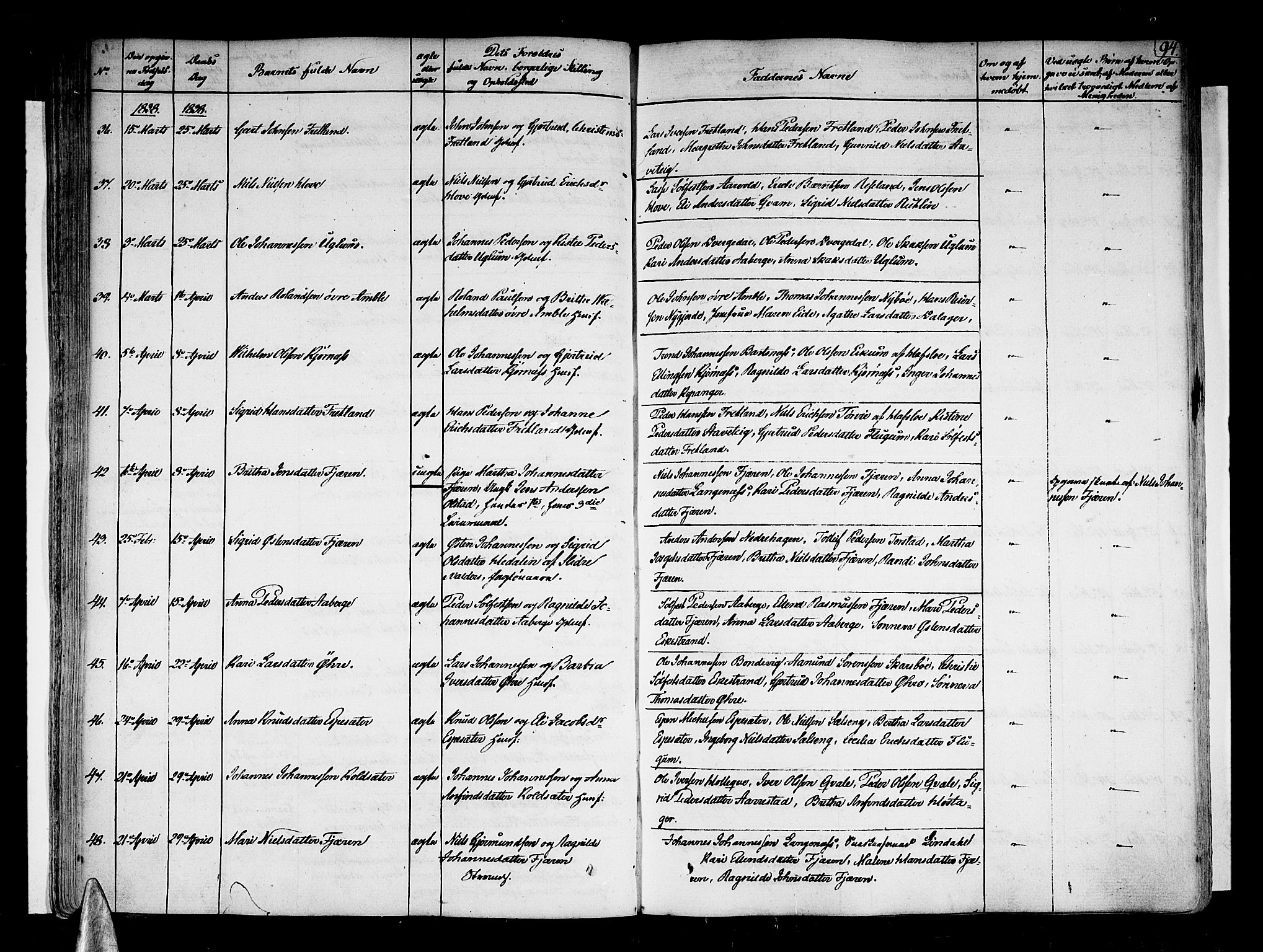 Sogndal sokneprestembete, SAB/A-81301/H/Haa/Haaa/L0010: Parish register (official) no. A 10, 1821-1838, p. 94