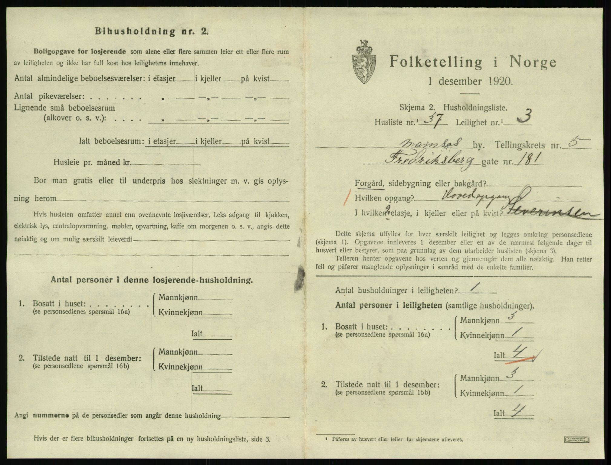 SAT, 1920 census for Namsos, 1920, p. 1757