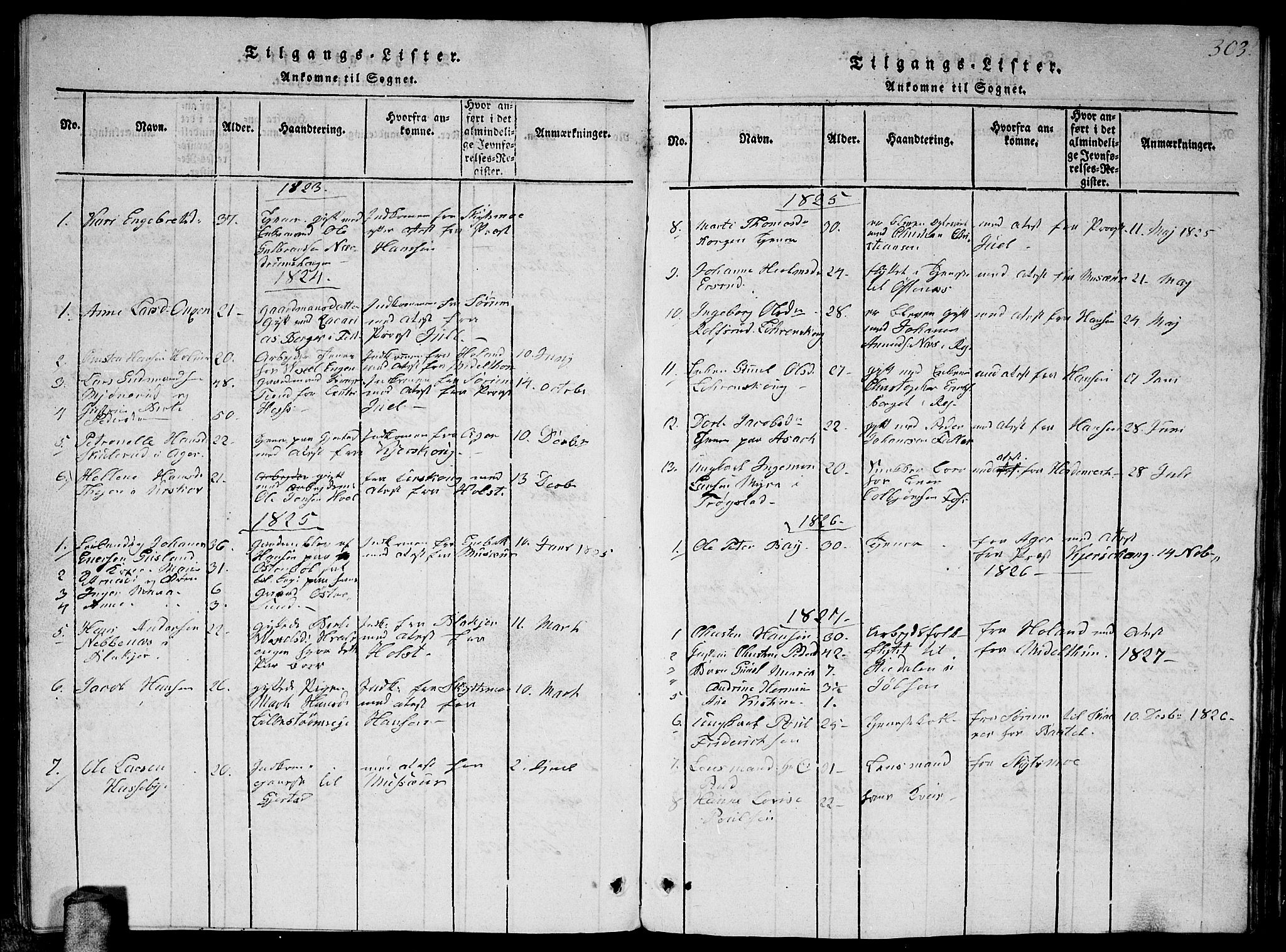 Fet prestekontor Kirkebøker, SAO/A-10370a/G/Ga/L0001: Parish register (copy) no. I 1, 1815-1842, p. 303