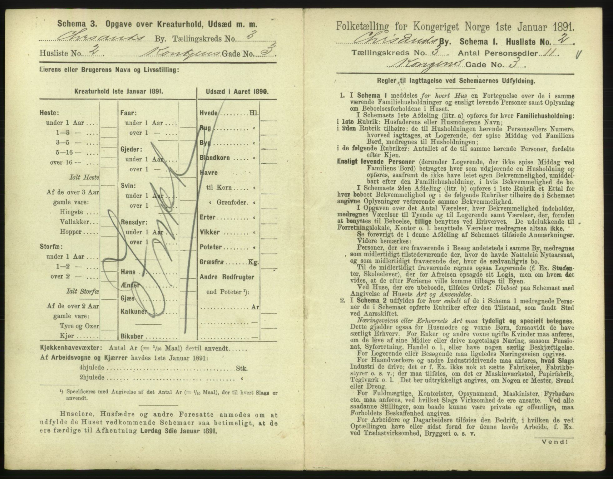 RA, 1891 census for 1001 Kristiansand, 1891, p. 296