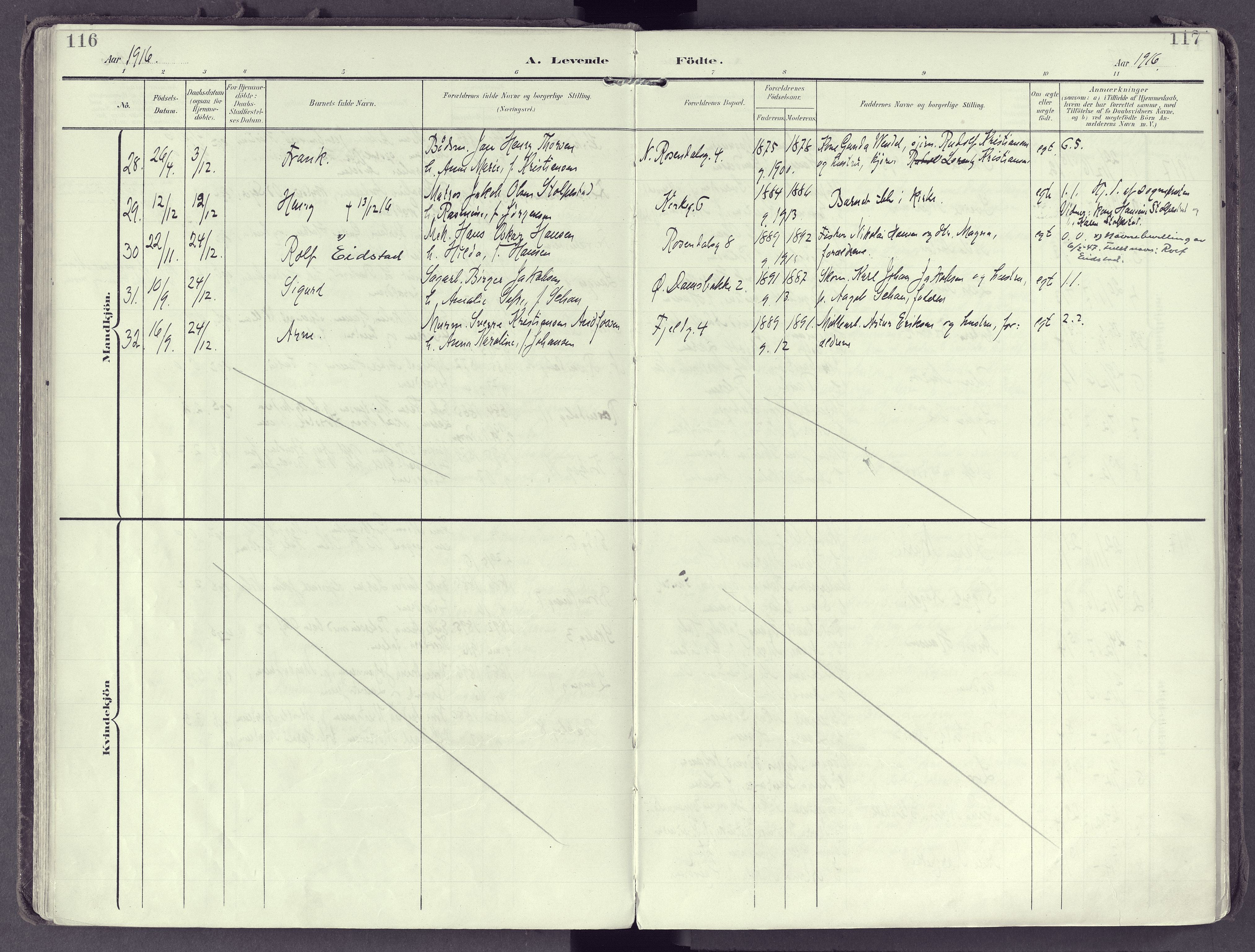 Larvik kirkebøker, SAKO/A-352/F/Fb/L0005: Parish register (official) no. II 5, 1903-1925, p. 116-117