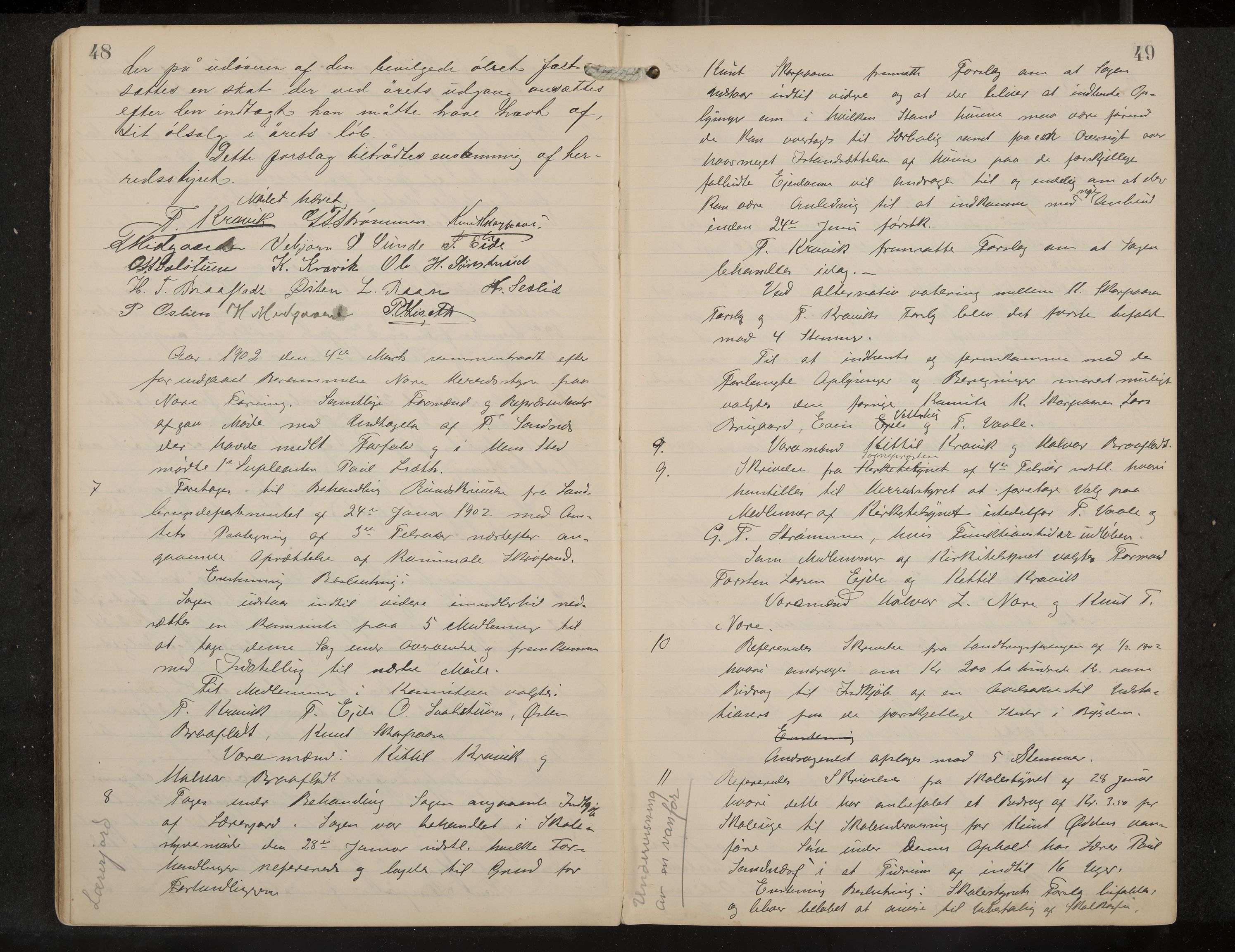 Nore formannskap og sentraladministrasjon, IKAK/0633021-2/A/Aa/L0001: Møtebok, 1901-1911, p. 48-49