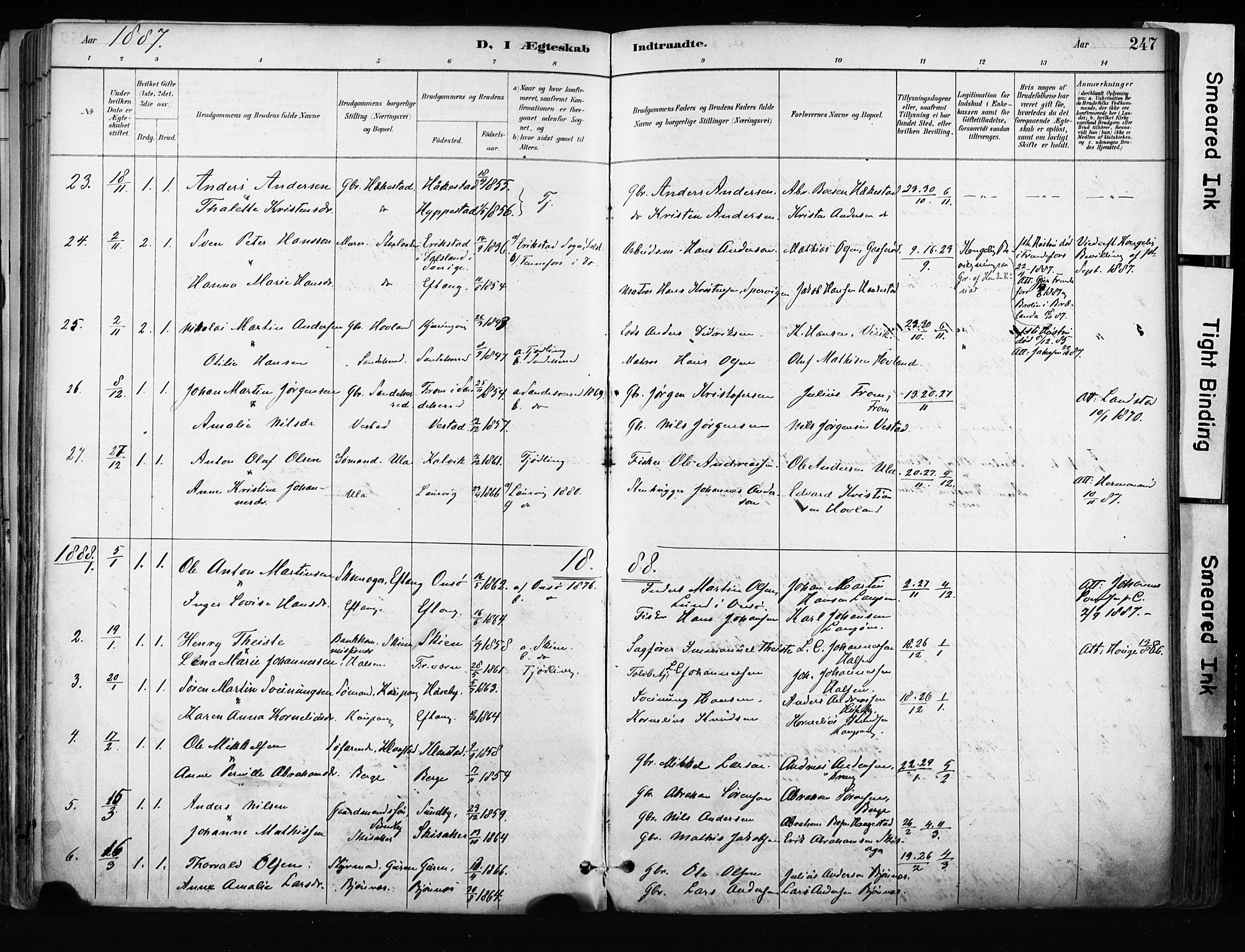 Tjølling kirkebøker, AV/SAKO-A-60/F/Fa/L0009: Parish register (official) no. 9, 1887-1905, p. 247