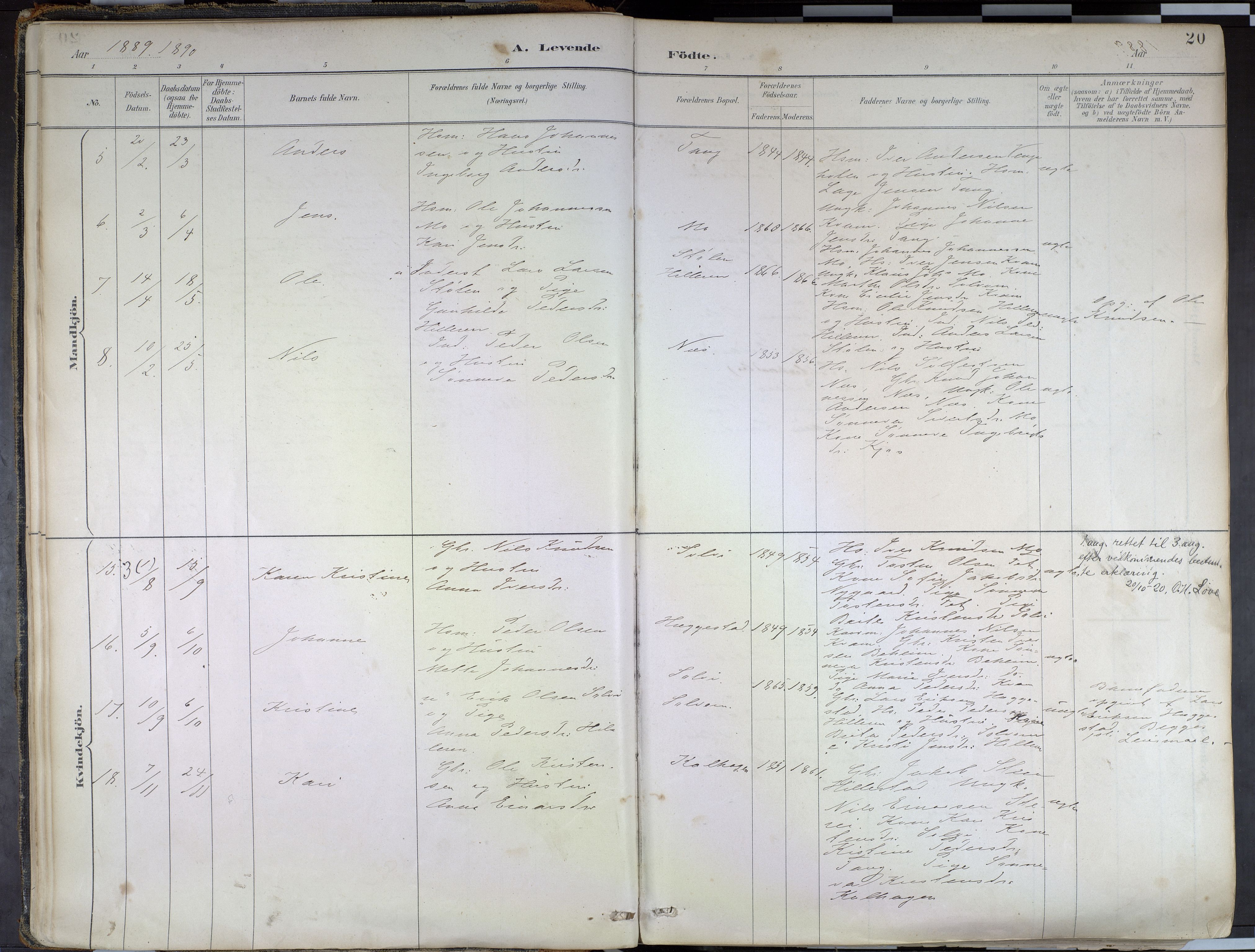 Hafslo sokneprestembete, AV/SAB-A-80301/H/Haa/Haab/L0001: Parish register (official) no. B 1, 1886-1945, p. 20