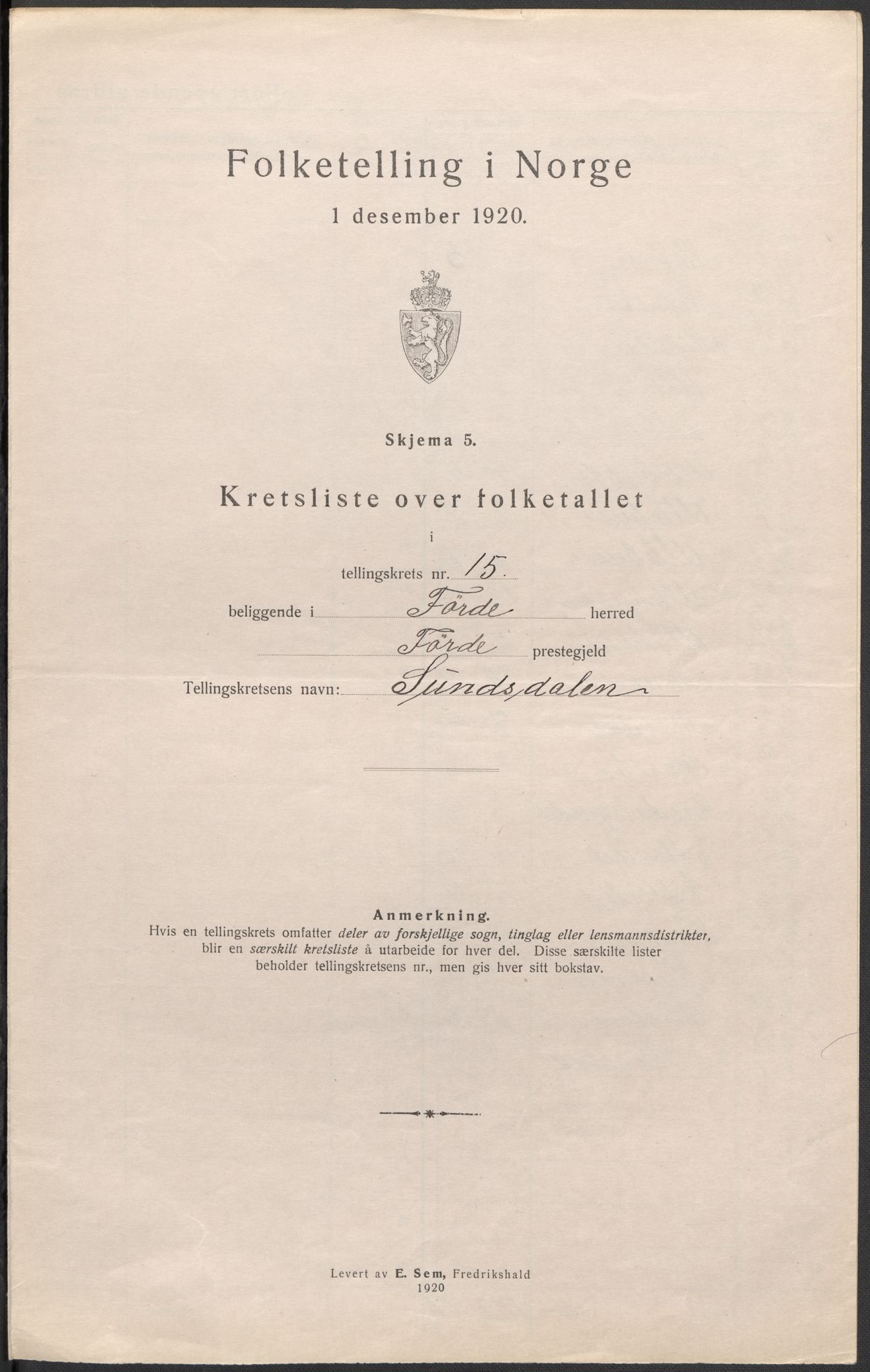 SAB, 1920 census for Førde, 1920, p. 47