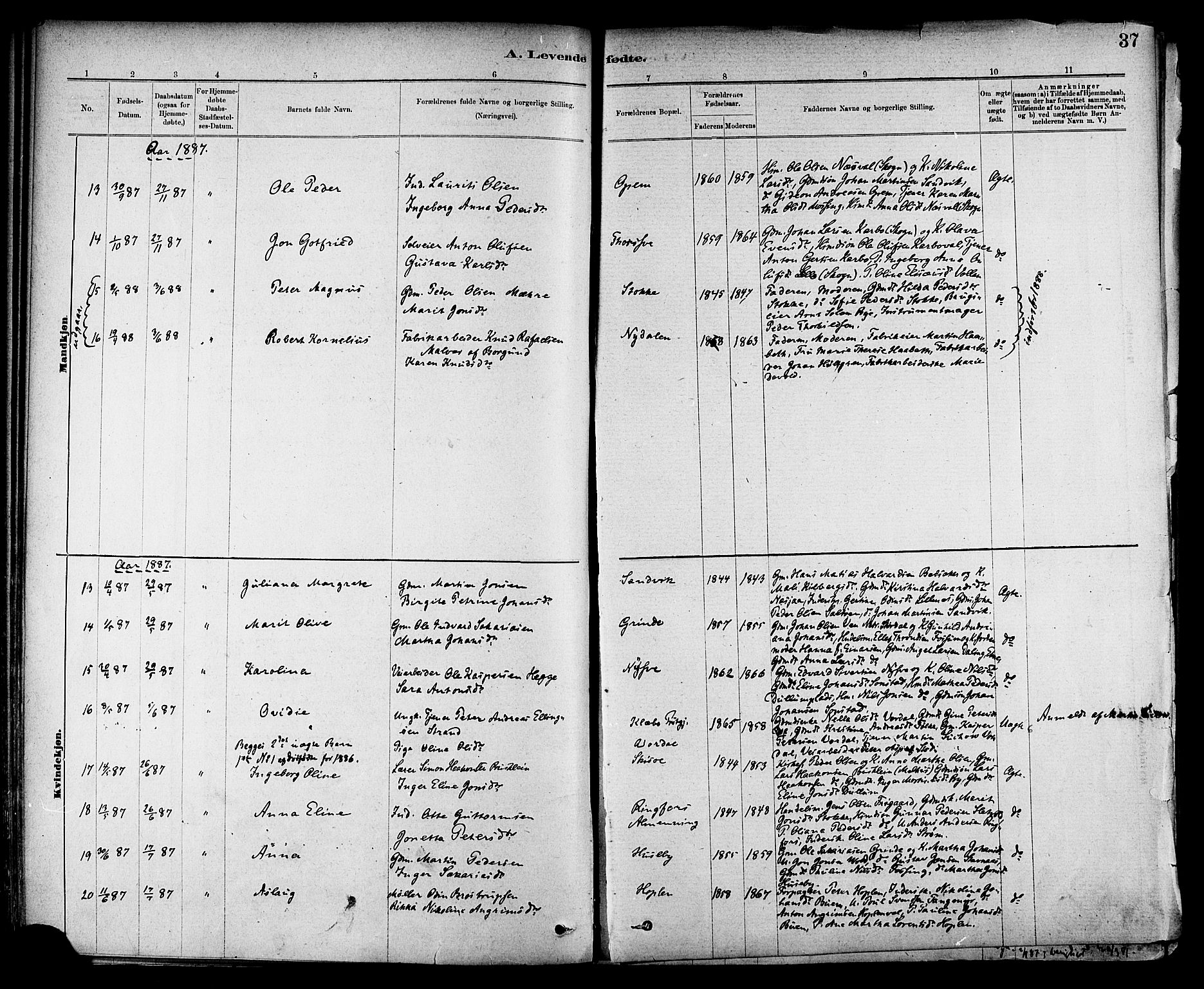 Ministerialprotokoller, klokkerbøker og fødselsregistre - Nord-Trøndelag, SAT/A-1458/714/L0130: Parish register (official) no. 714A01, 1878-1895, p. 37