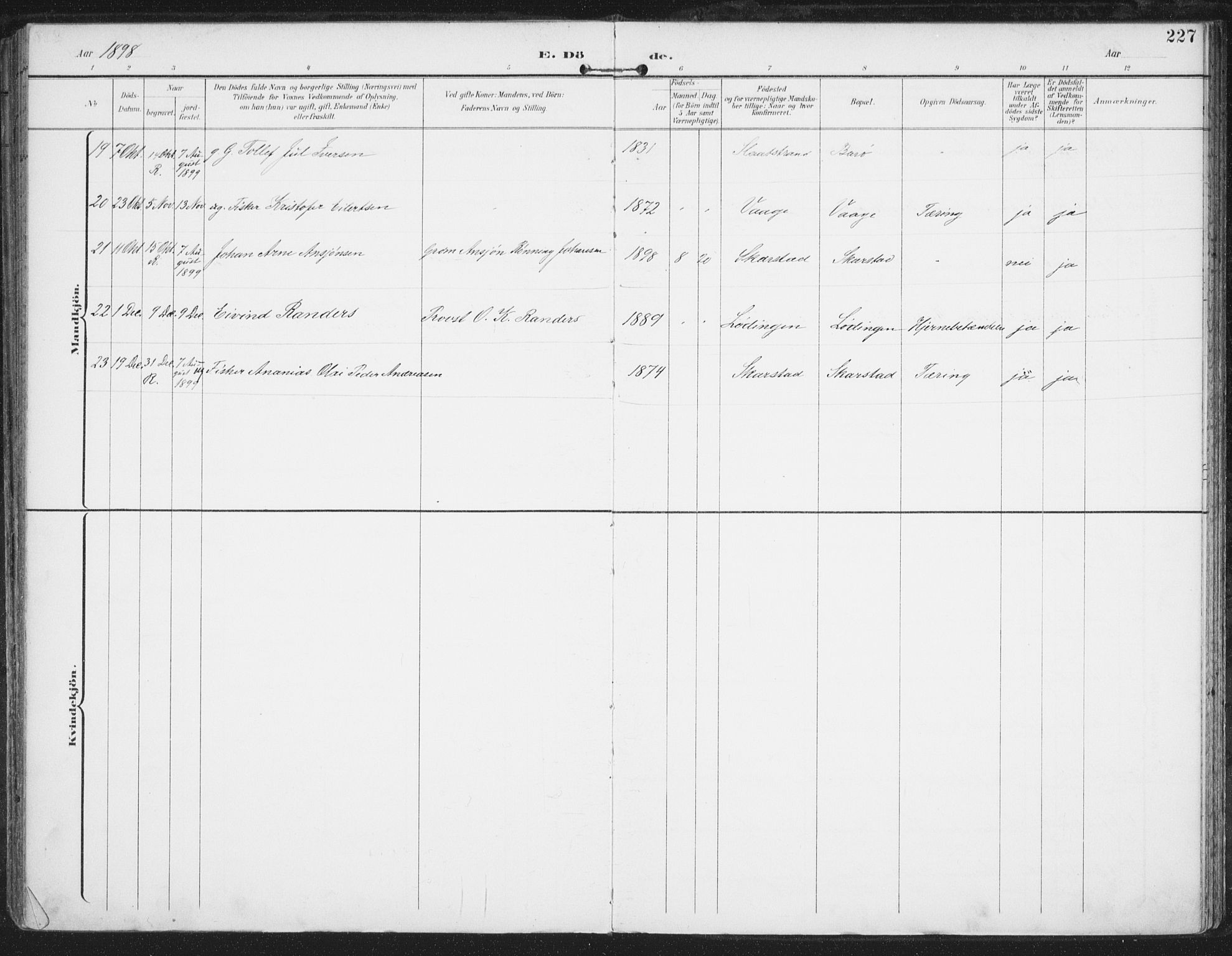 Ministerialprotokoller, klokkerbøker og fødselsregistre - Nordland, AV/SAT-A-1459/872/L1036: Parish register (official) no. 872A11, 1897-1913, p. 227