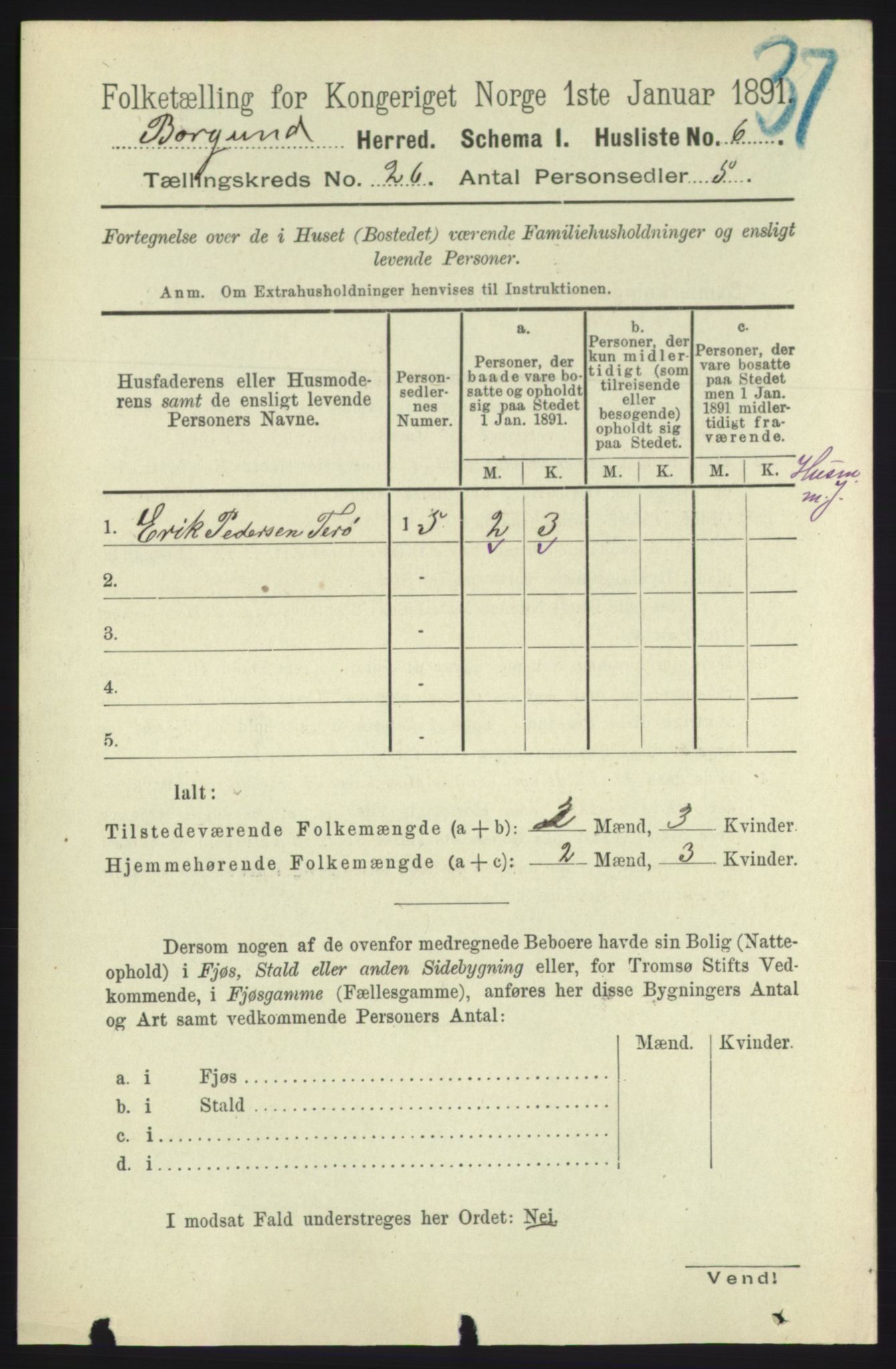 RA, 1891 census for 1531 Borgund, 1891, p. 7584