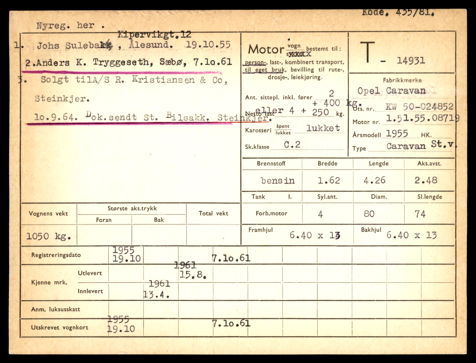 Møre og Romsdal vegkontor - Ålesund trafikkstasjon, AV/SAT-A-4099/F/Fe/L0049: Registreringskort for kjøretøy T 14864 - T 18613, 1927-1998, p. 1565