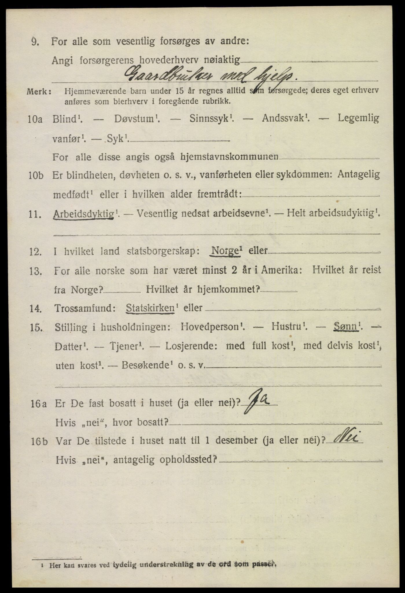 SAK, 1920 census for Mykland, 1920, p. 1337