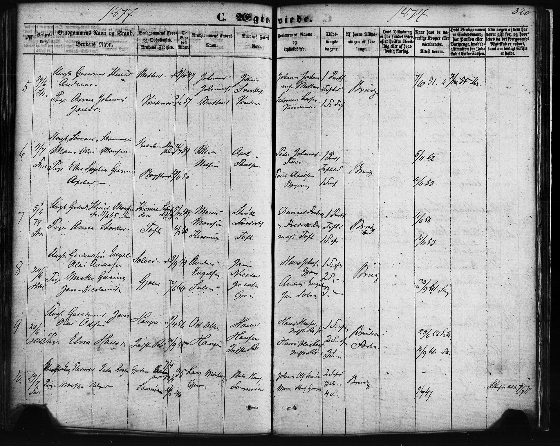 Fusa sokneprestembete, AV/SAB-A-75401/H/Haa: Parish register (official) no. A 1I, 1855-1879, p. 320