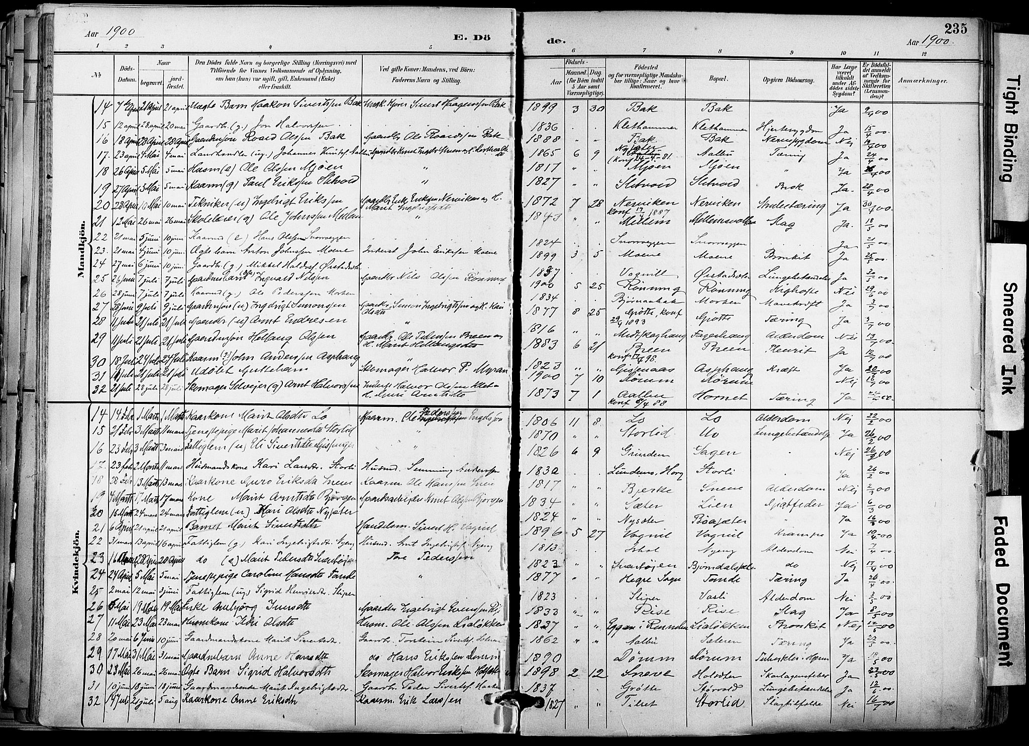 Ministerialprotokoller, klokkerbøker og fødselsregistre - Sør-Trøndelag, AV/SAT-A-1456/678/L0902: Parish register (official) no. 678A11, 1895-1911, p. 235