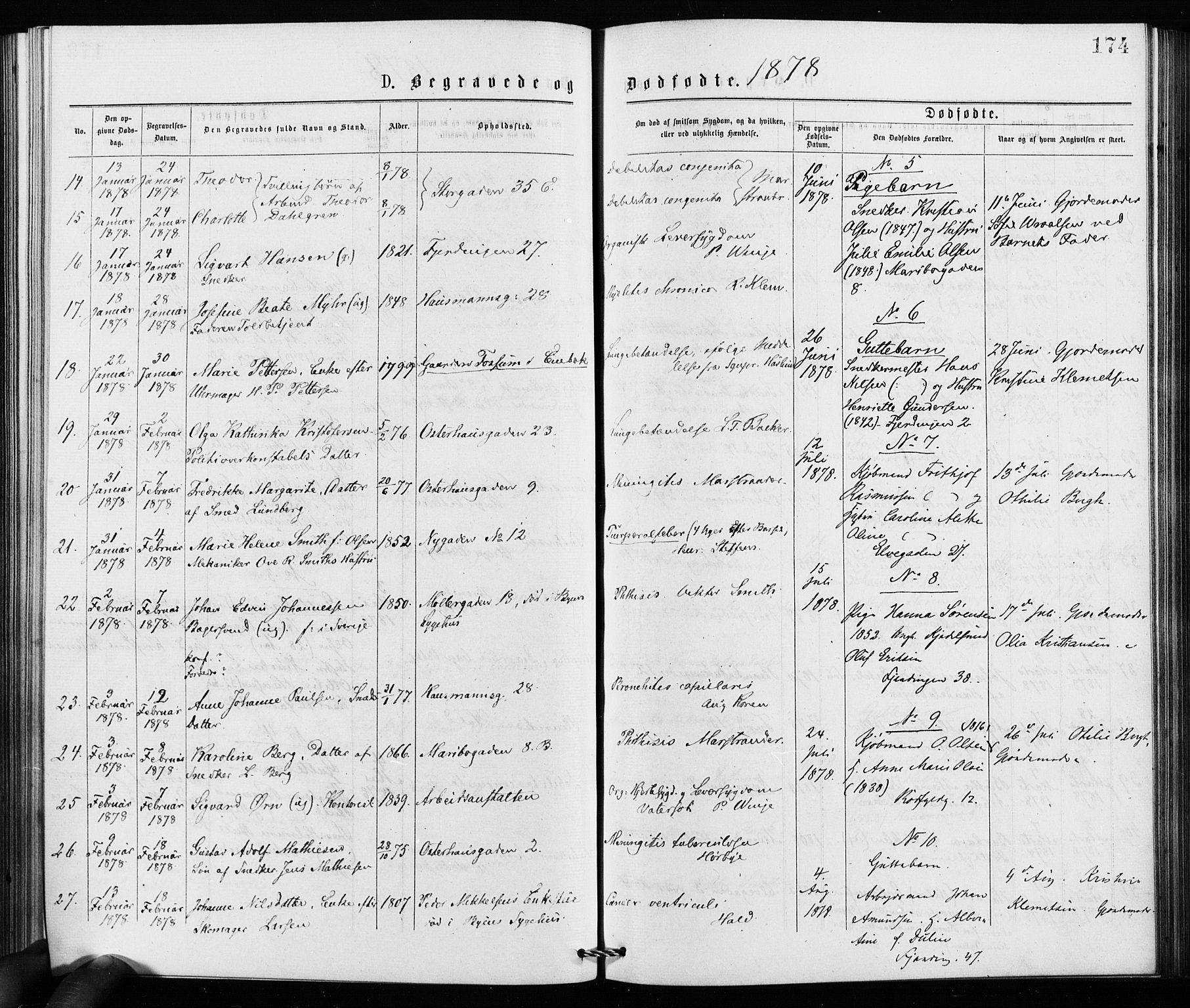 Jakob prestekontor Kirkebøker, SAO/A-10850/F/Fa/L0002: Parish register (official) no. 2, 1875-1879, p. 174