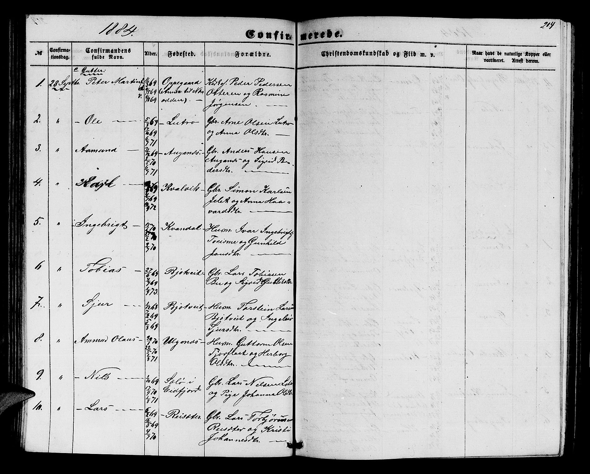 Ullensvang sokneprestembete, SAB/A-78701/H/Hab: Parish register (copy) no. E 6, 1857-1886, p. 204