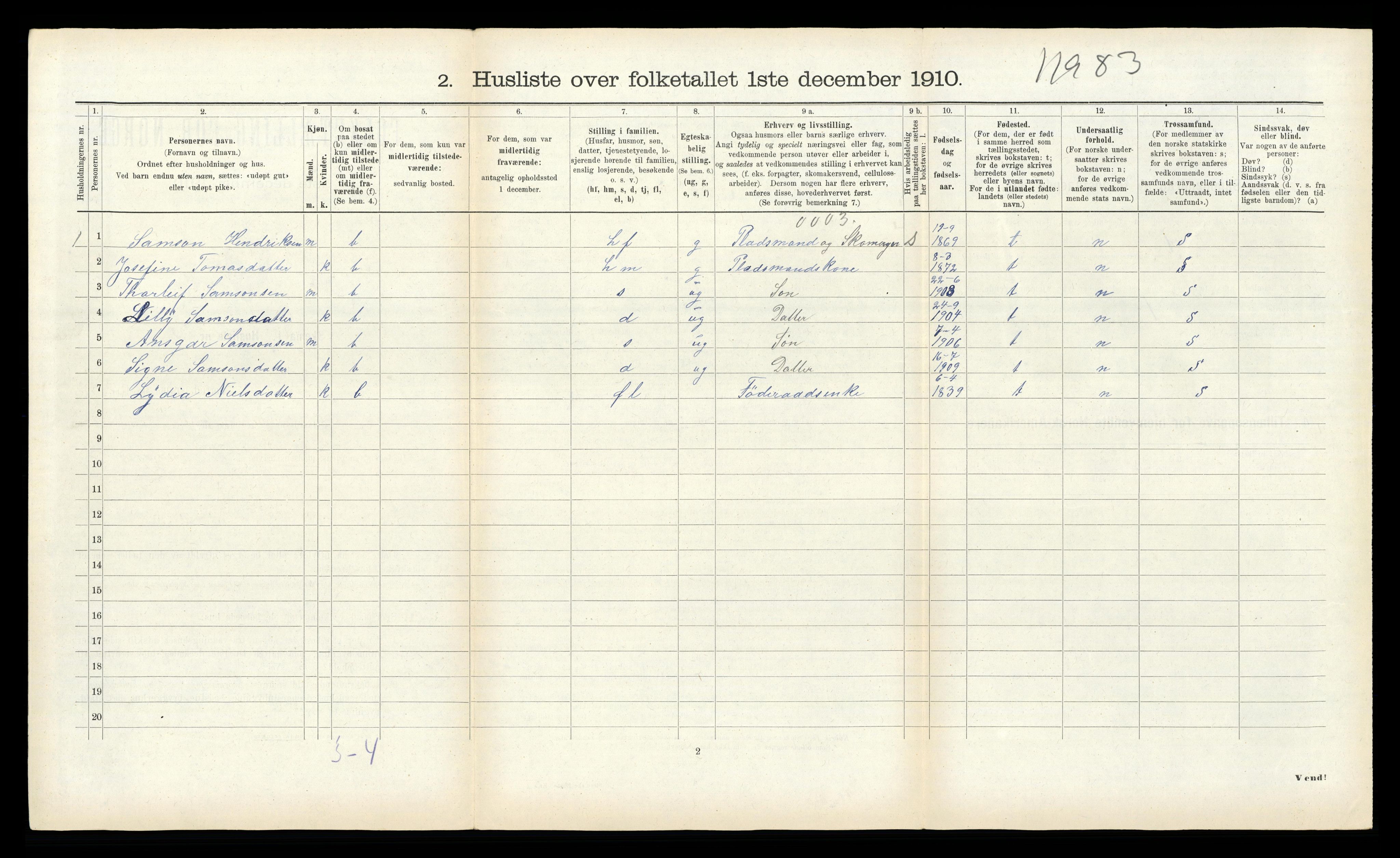 RA, 1910 census for Kinn, 1910, p. 1243