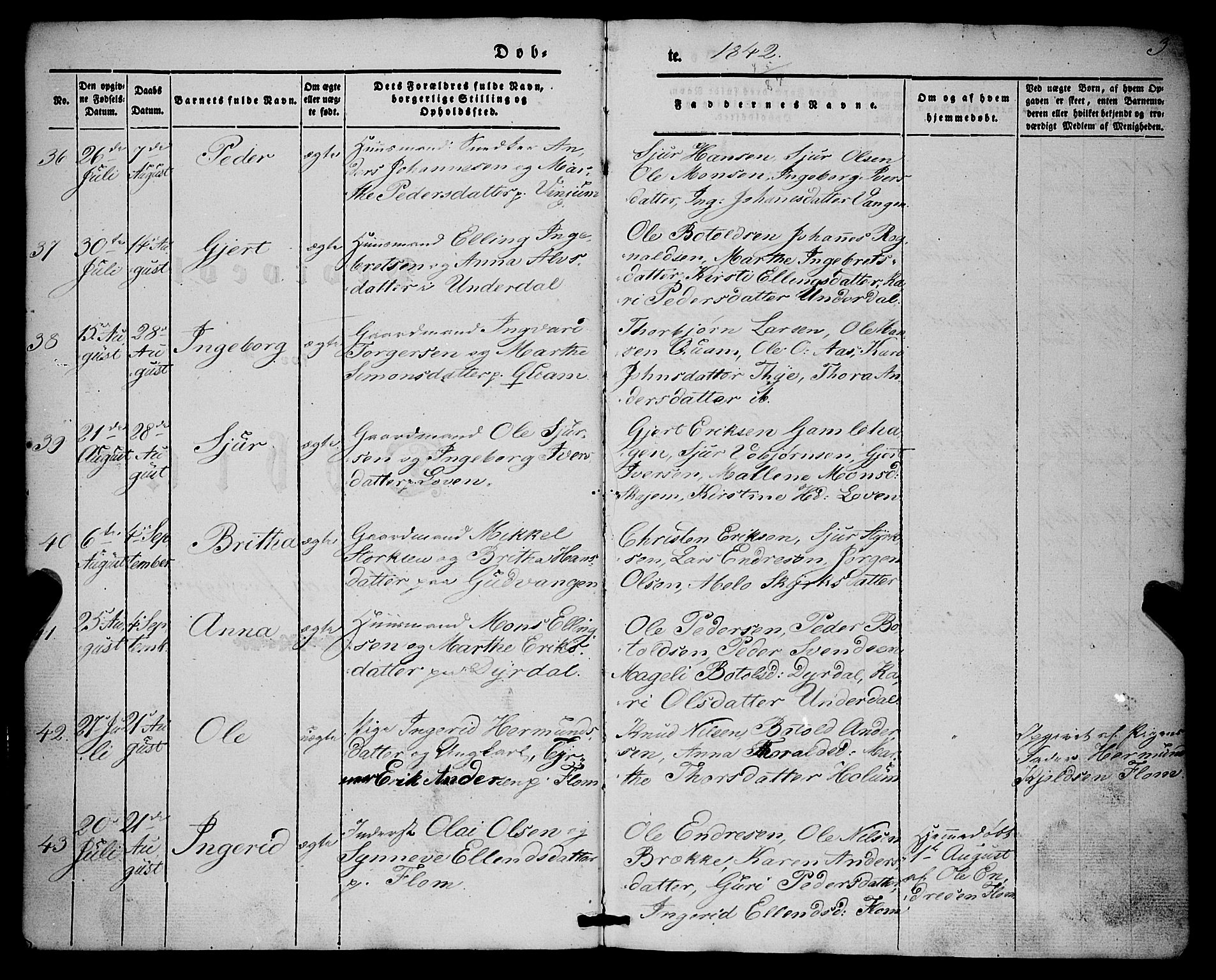 Aurland sokneprestembete, SAB/A-99937/H/Ha/Haa/L0007: Parish register (official) no. A 7, 1842-1853, p. 3