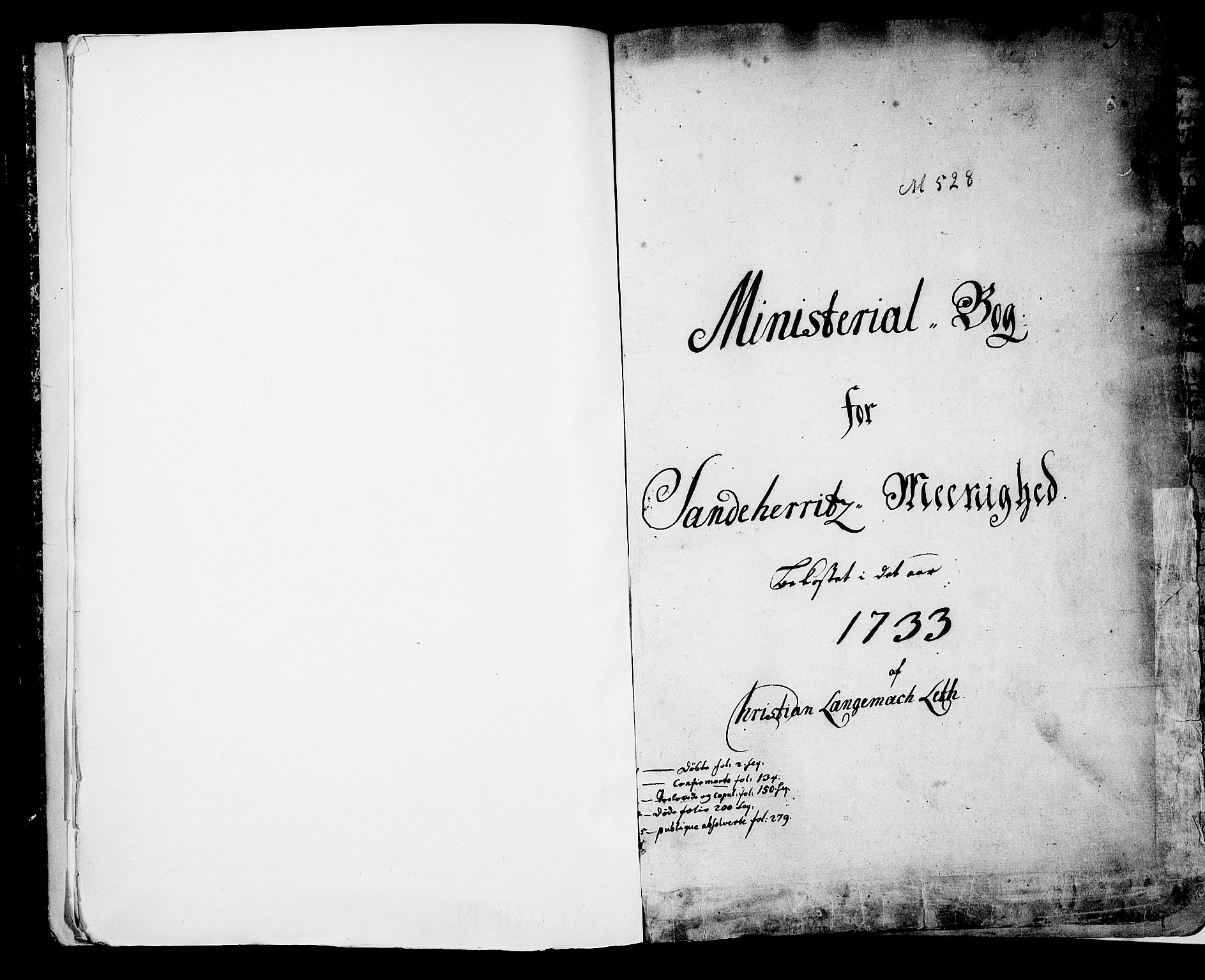 Sandar kirkebøker, SAKO/A-243/F/Fa/L0002: Parish register (official) no. 2, 1733-1788, p. 1