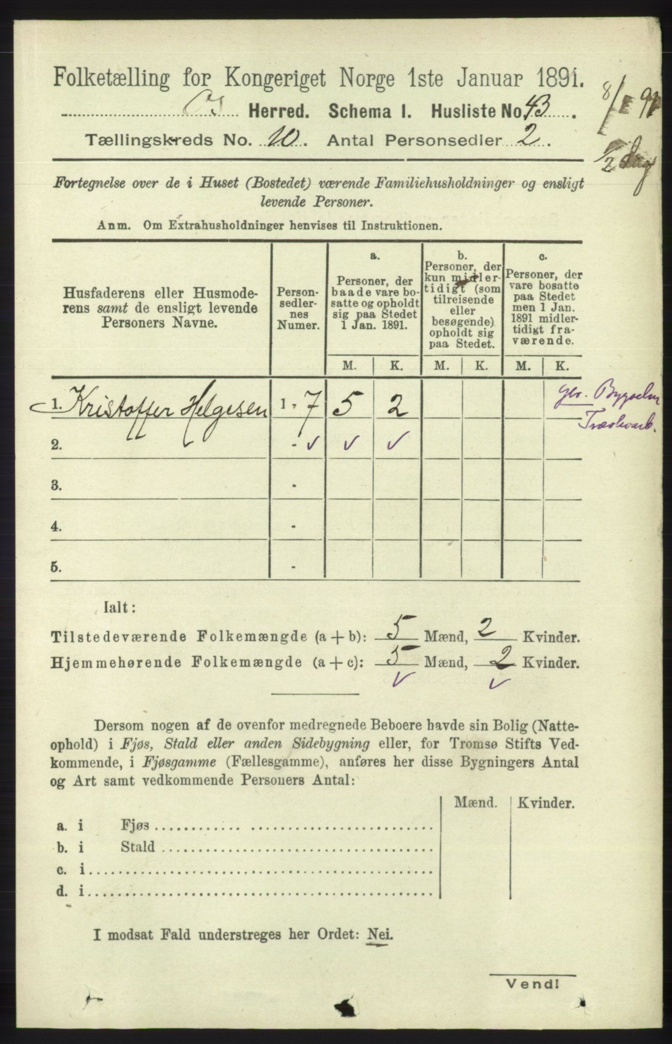 RA, 1891 census for 1243 Os, 1891, p. 2257