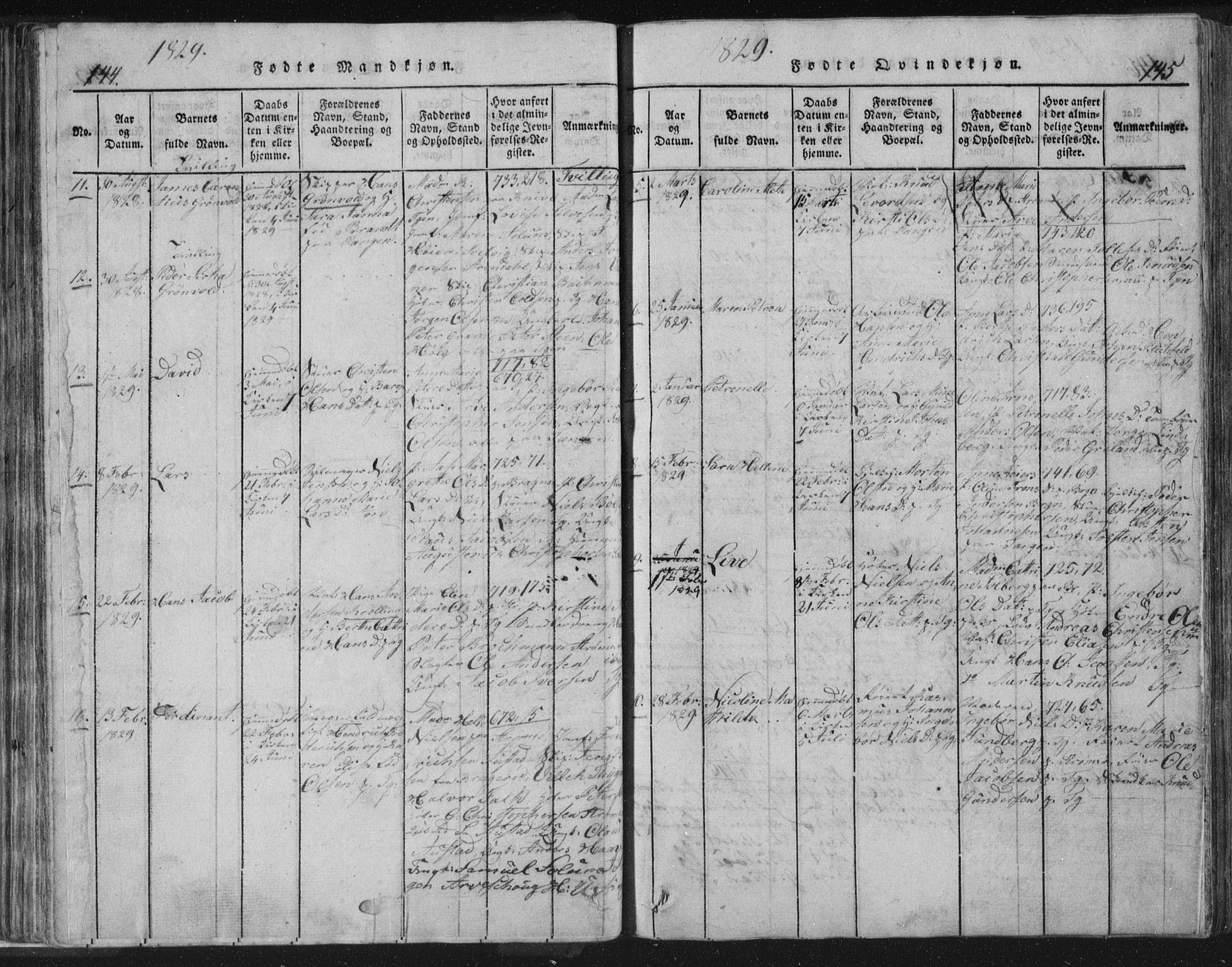 Strømsø kirkebøker, AV/SAKO-A-246/F/Fb/L0004: Parish register (official) no. II 4, 1814-1843, p. 144-145