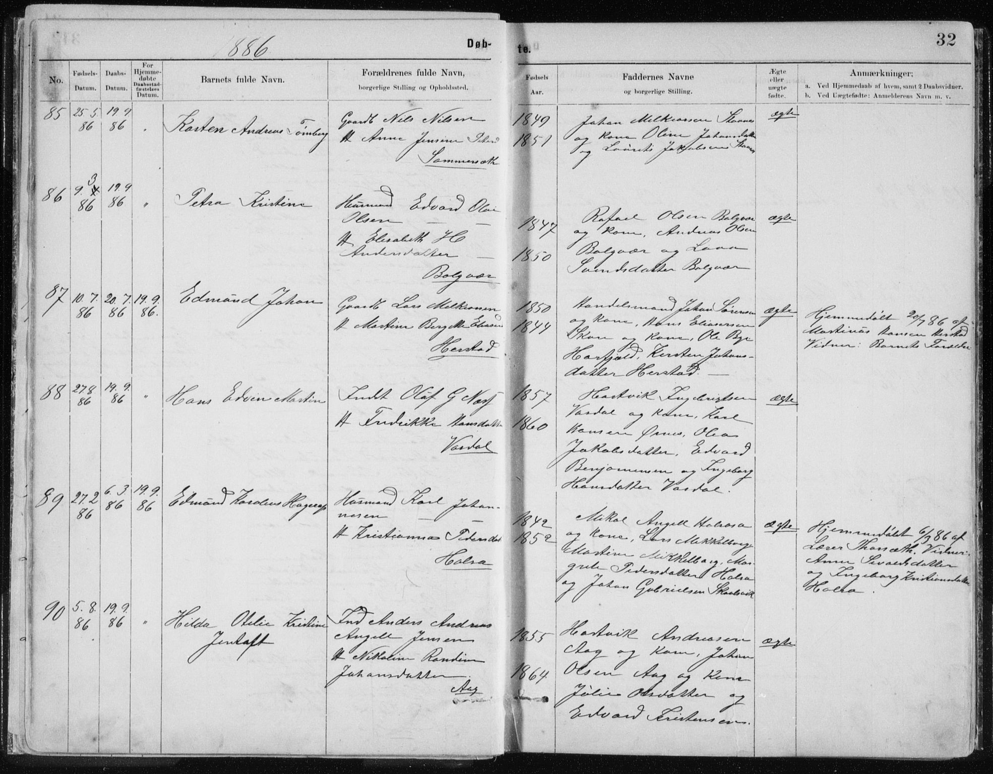Ministerialprotokoller, klokkerbøker og fødselsregistre - Nordland, SAT/A-1459/843/L0636: Parish register (copy) no. 843C05, 1884-1909, p. 32