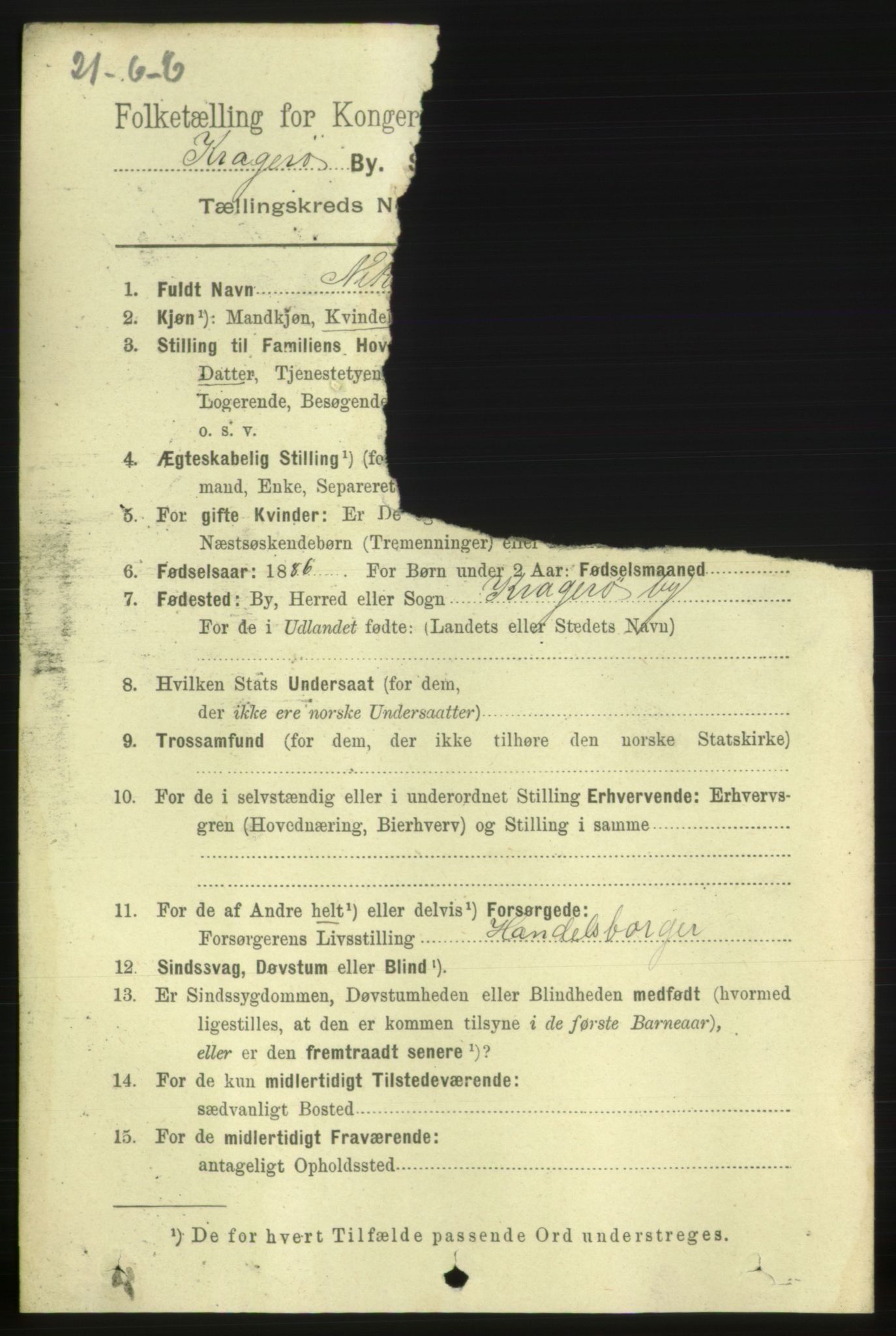 RA, 1891 census for 0801 Kragerø, 1891, p. 4742