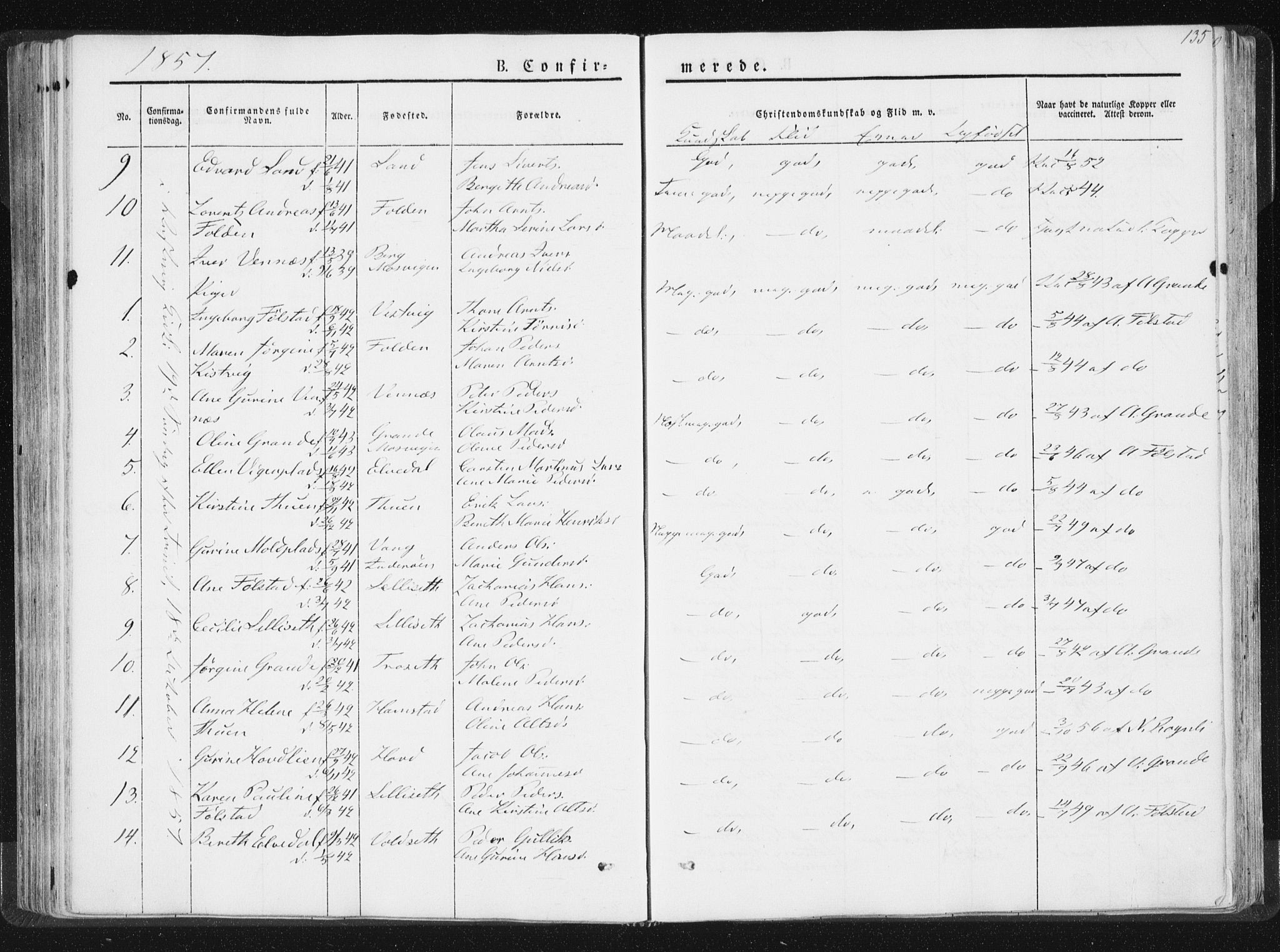 Ministerialprotokoller, klokkerbøker og fødselsregistre - Nord-Trøndelag, SAT/A-1458/744/L0418: Parish register (official) no. 744A02, 1843-1866, p. 135