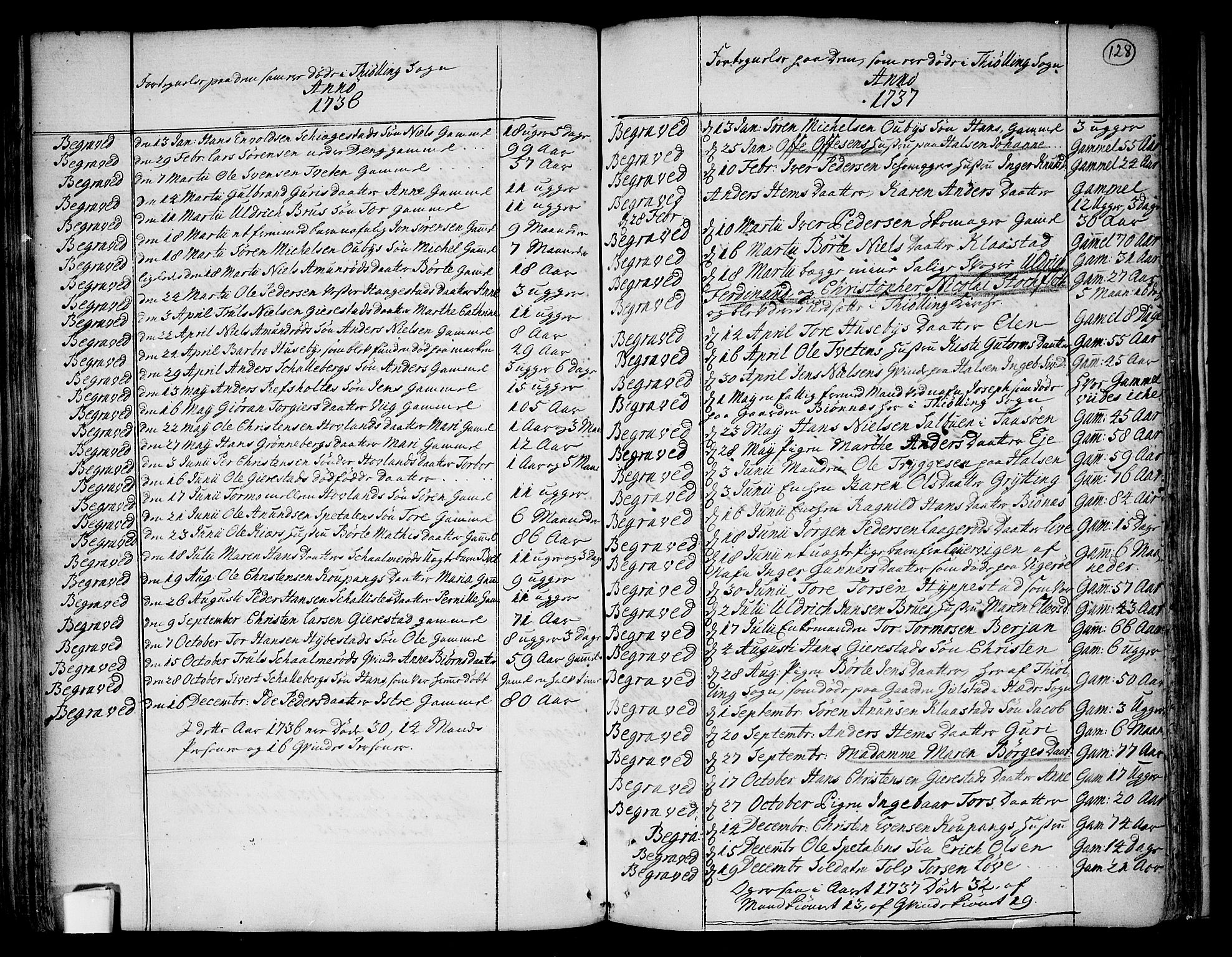 Tjølling kirkebøker, SAKO/A-60/F/Fa/L0003: Parish register (official) no. 3, 1735-1778, p. 128