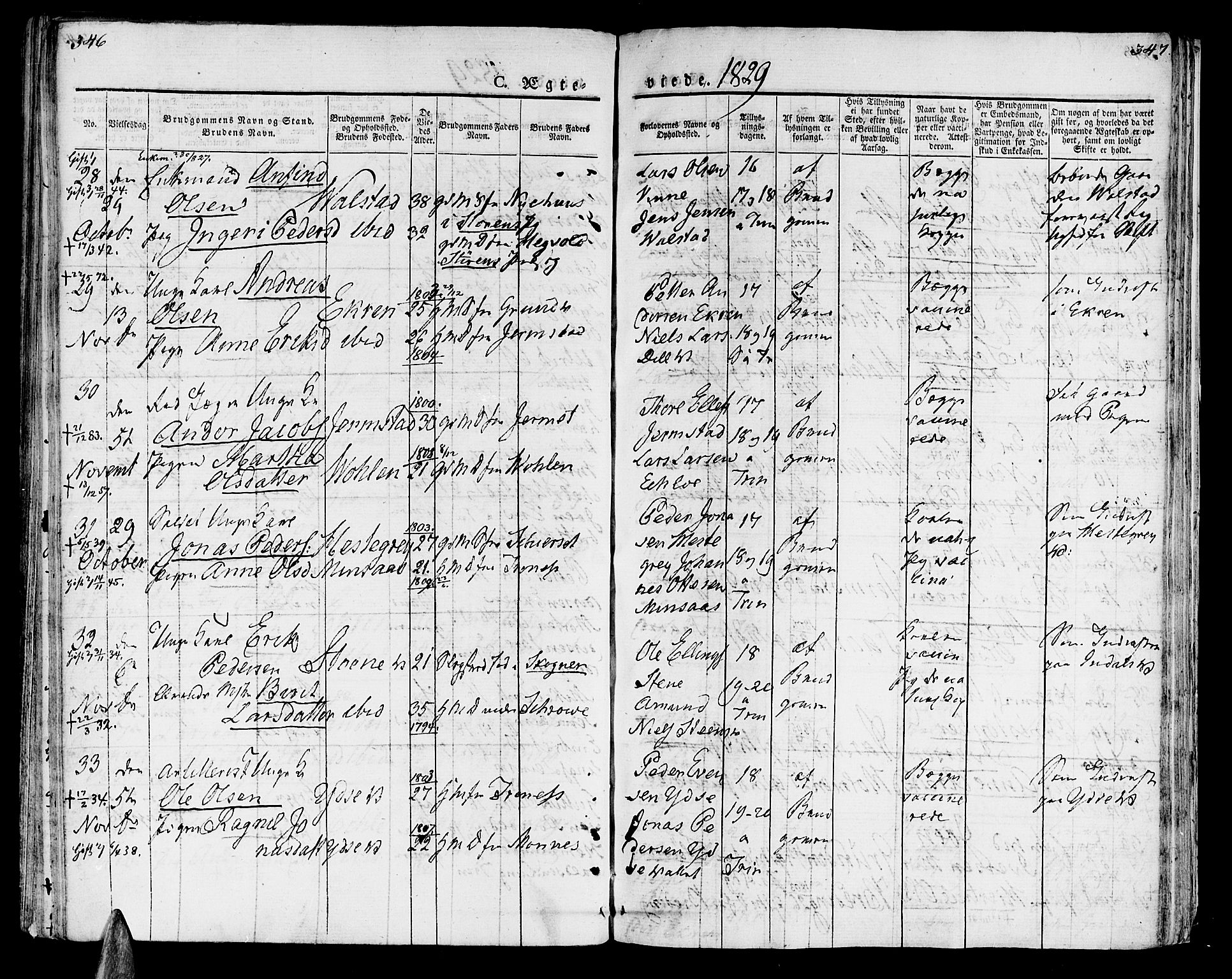 Ministerialprotokoller, klokkerbøker og fødselsregistre - Nord-Trøndelag, AV/SAT-A-1458/723/L0237: Parish register (official) no. 723A06, 1822-1830, p. 346-347