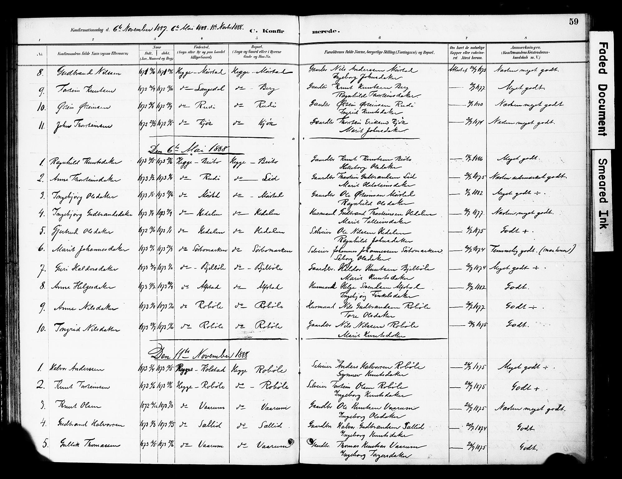 Øystre Slidre prestekontor, AV/SAH-PREST-138/H/Ha/Haa/L0004: Parish register (official) no. 4, 1887-1910, p. 59