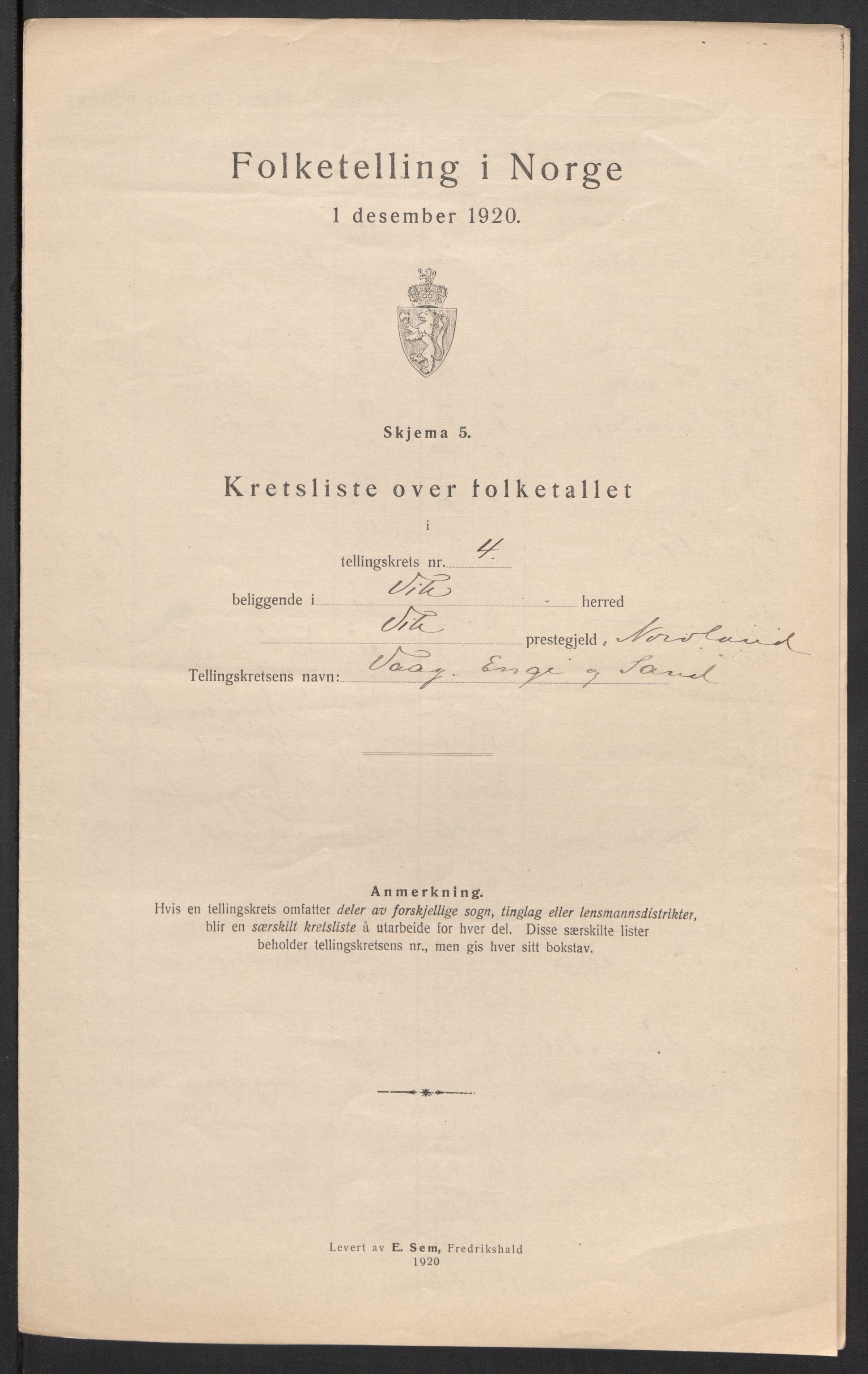 SAT, 1920 census for Vik, 1920, p. 15