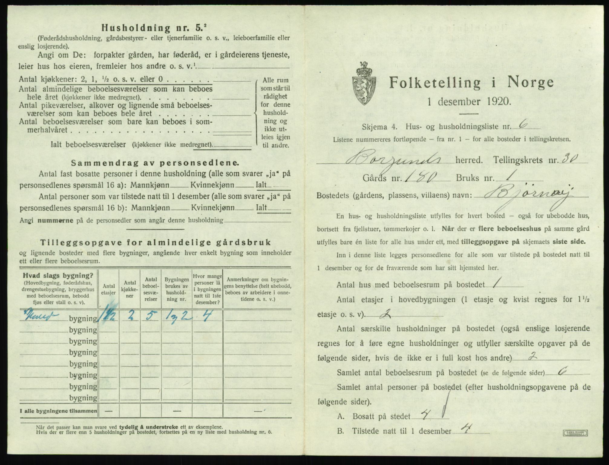 SAT, 1920 census for Borgund, 1920, p. 2384