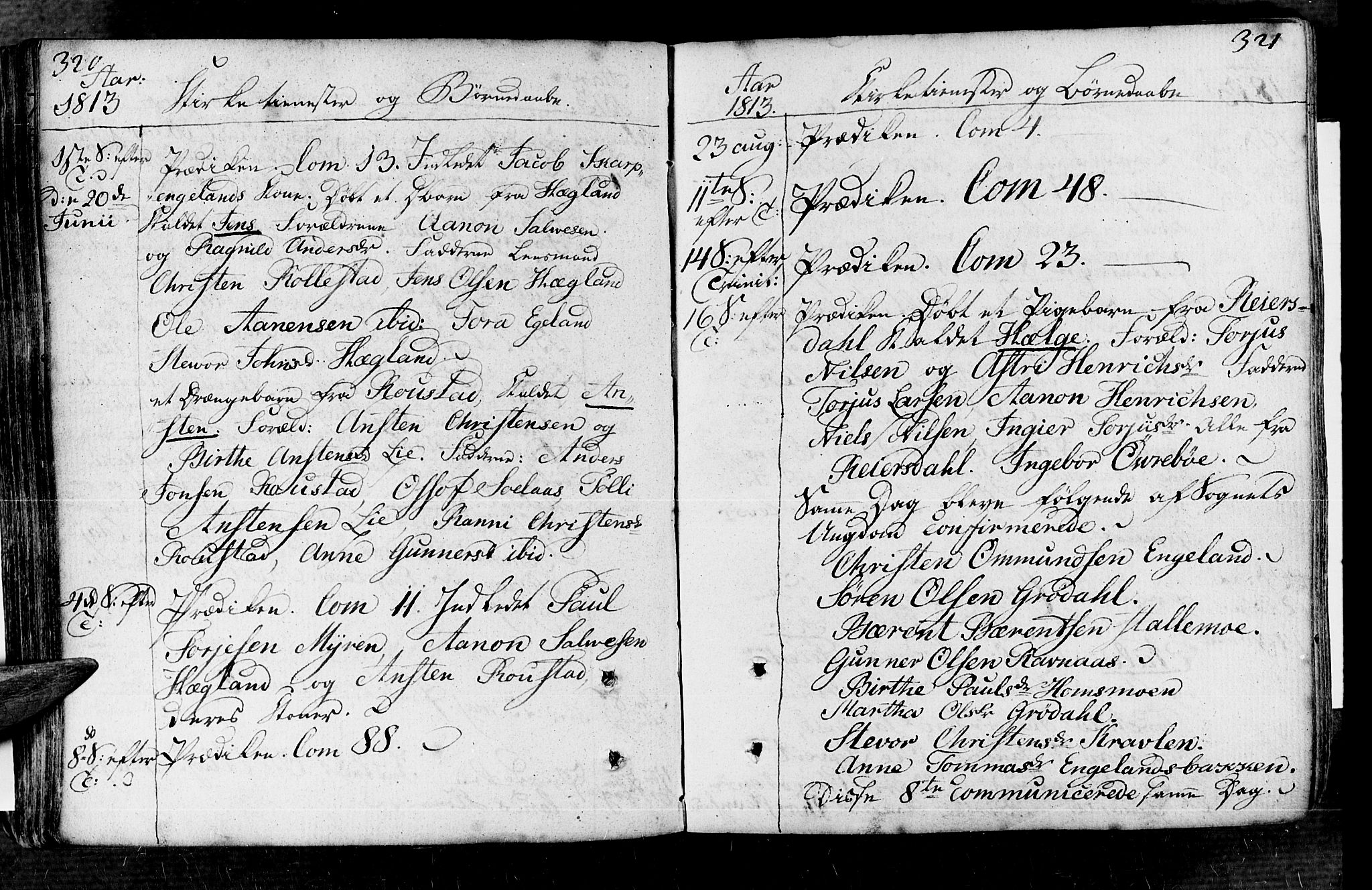 Vennesla sokneprestkontor, AV/SAK-1111-0045/Fa/Fac/L0002: Parish register (official) no. A 2, 1785-1834, p. 320-321