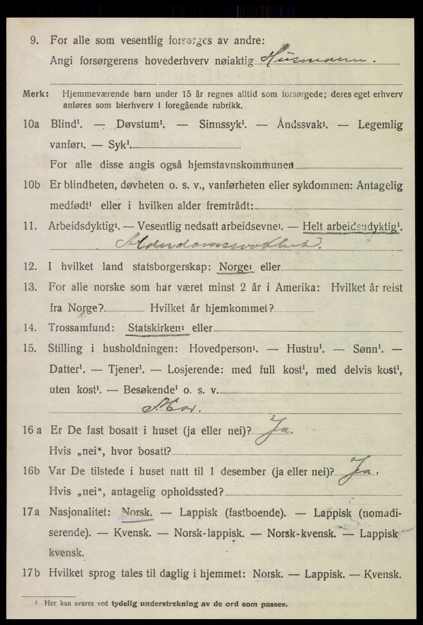 SAT, 1920 census for Tydal, 1920, p. 874