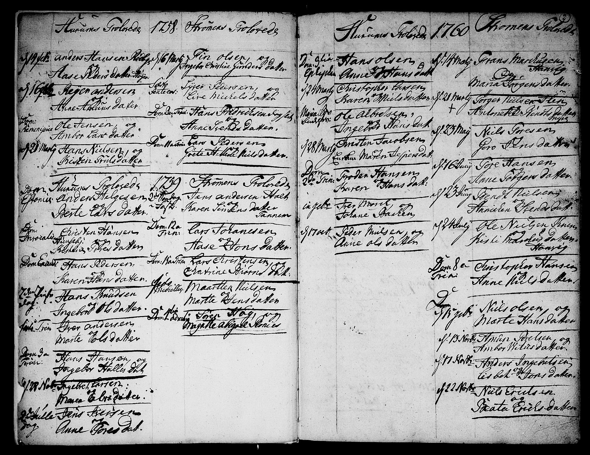 Hurum kirkebøker, AV/SAKO-A-229/F/Fa/L0006: Parish register (official) no. 6, 1756-1770, p. 2