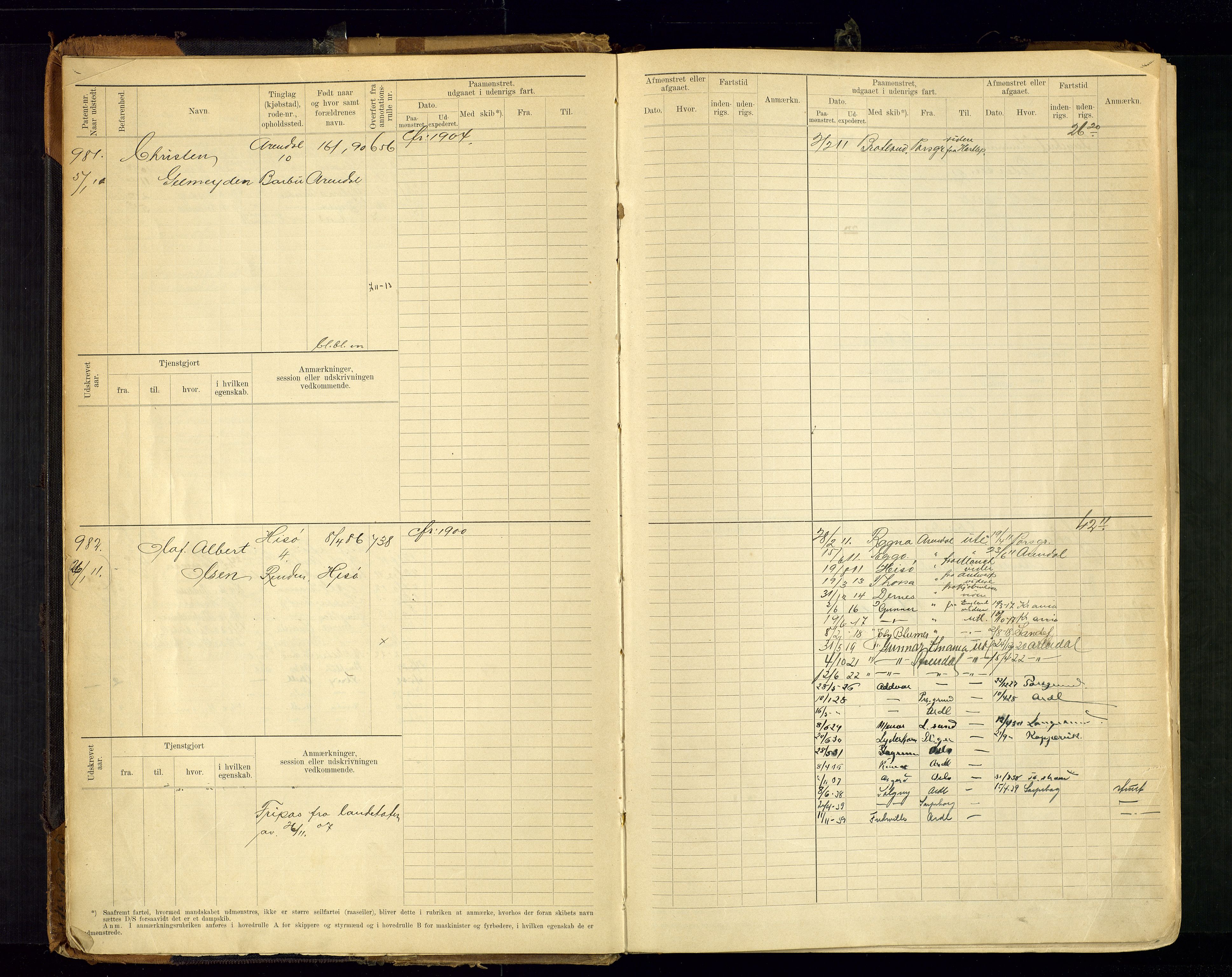 Arendal mønstringskrets, AV/SAK-2031-0012/F/Fb/L0021: Hovedrulle A nr 969-1465, S-19, 1910-1914, p. 11