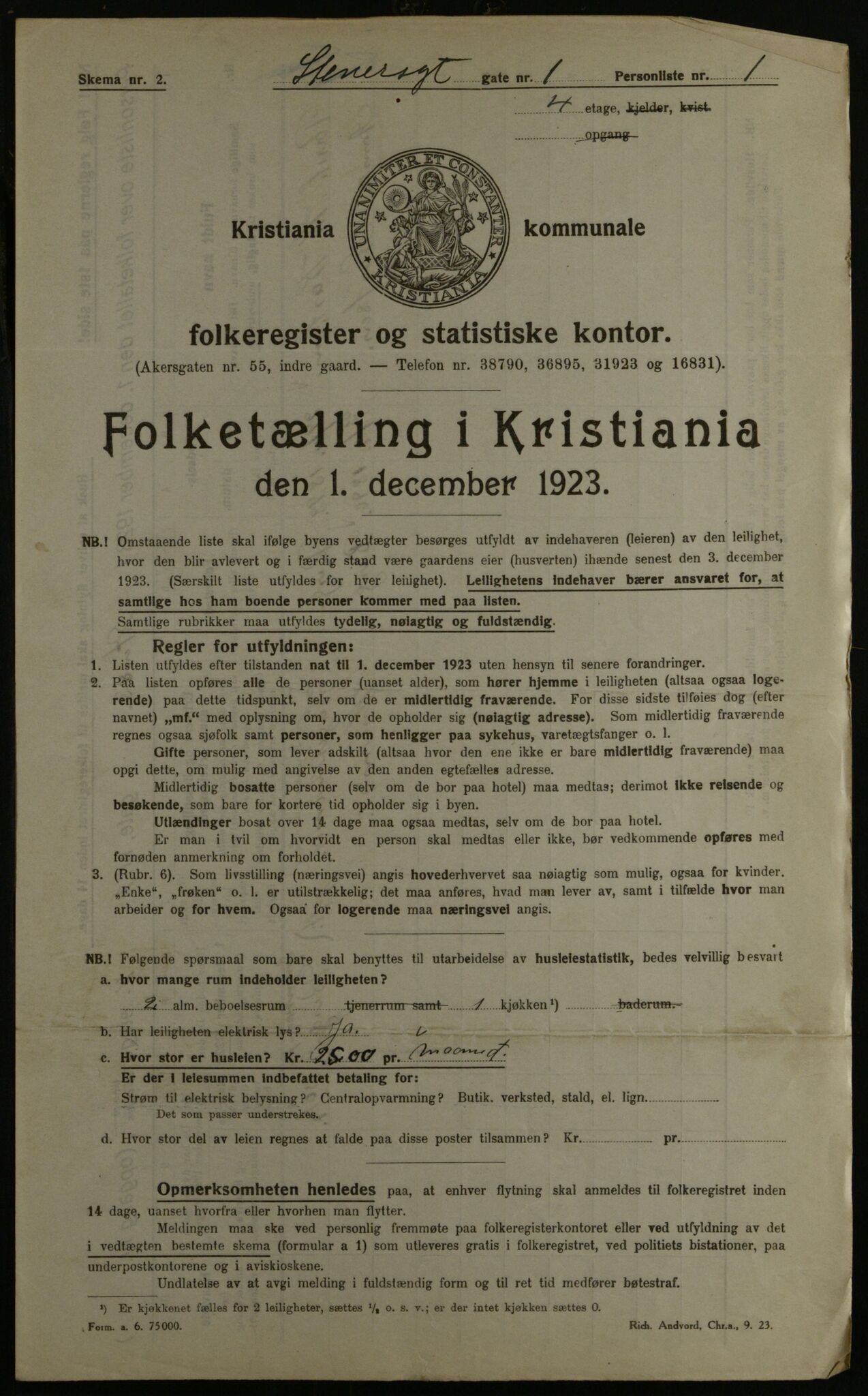 OBA, Municipal Census 1923 for Kristiania, 1923, p. 112018