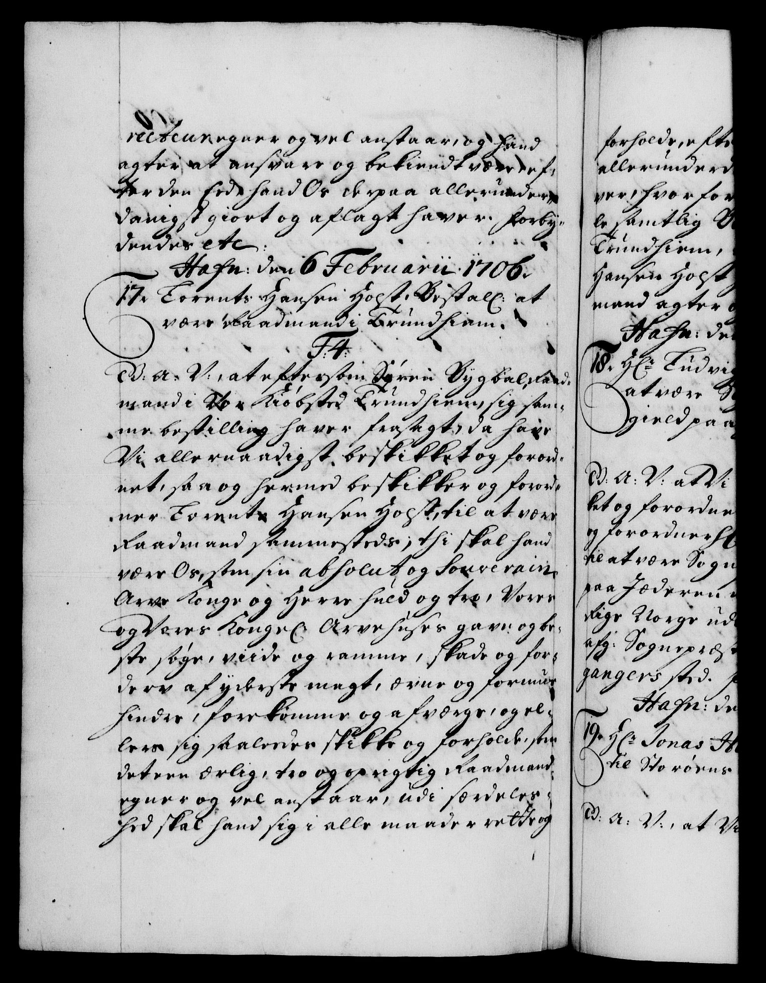 Danske Kanselli 1572-1799, AV/RA-EA-3023/F/Fc/Fca/Fcaa/L0019: Norske registre, 1704-1707, p. 306b