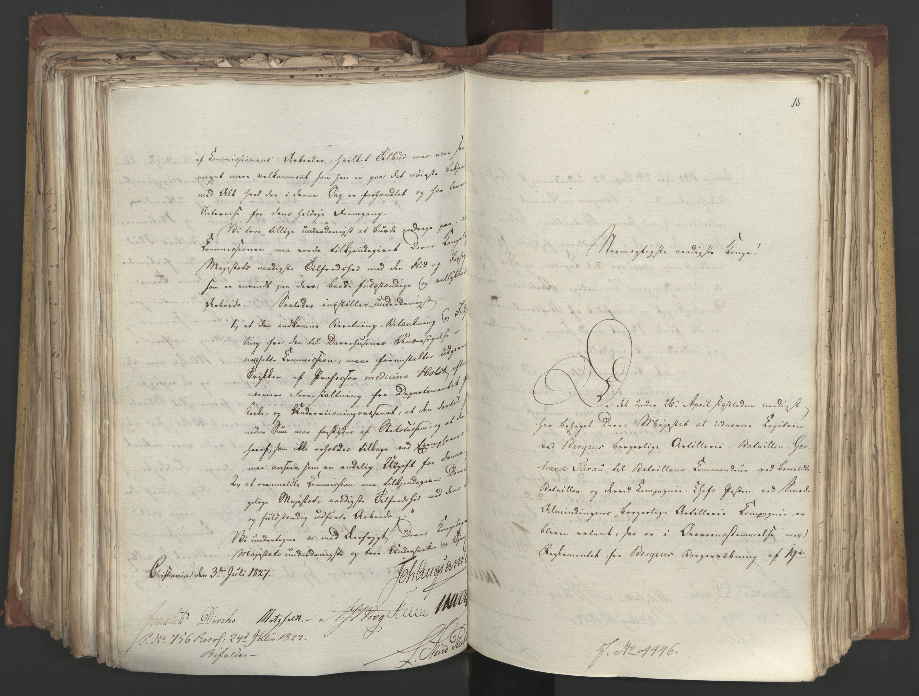 Statsrådsavdelingen i Stockholm, AV/RA-S-1003/D/Da/L0051: Regjeringsinnstillinger nr. 4310-4565, 1827, p. 351