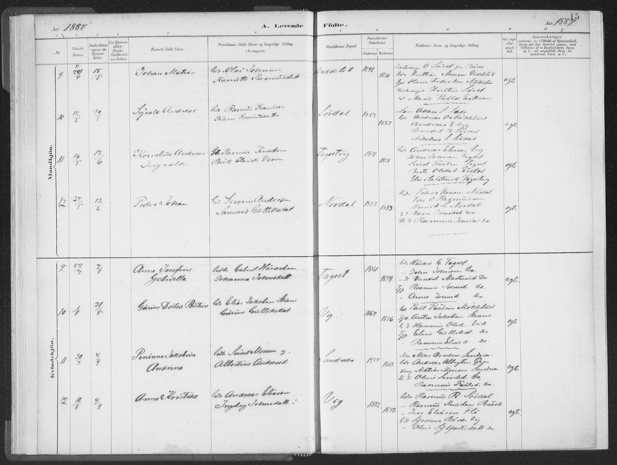 Ministerialprotokoller, klokkerbøker og fødselsregistre - Møre og Romsdal, AV/SAT-A-1454/502/L0025: Parish register (official) no. 502A03, 1885-1909, p. 15
