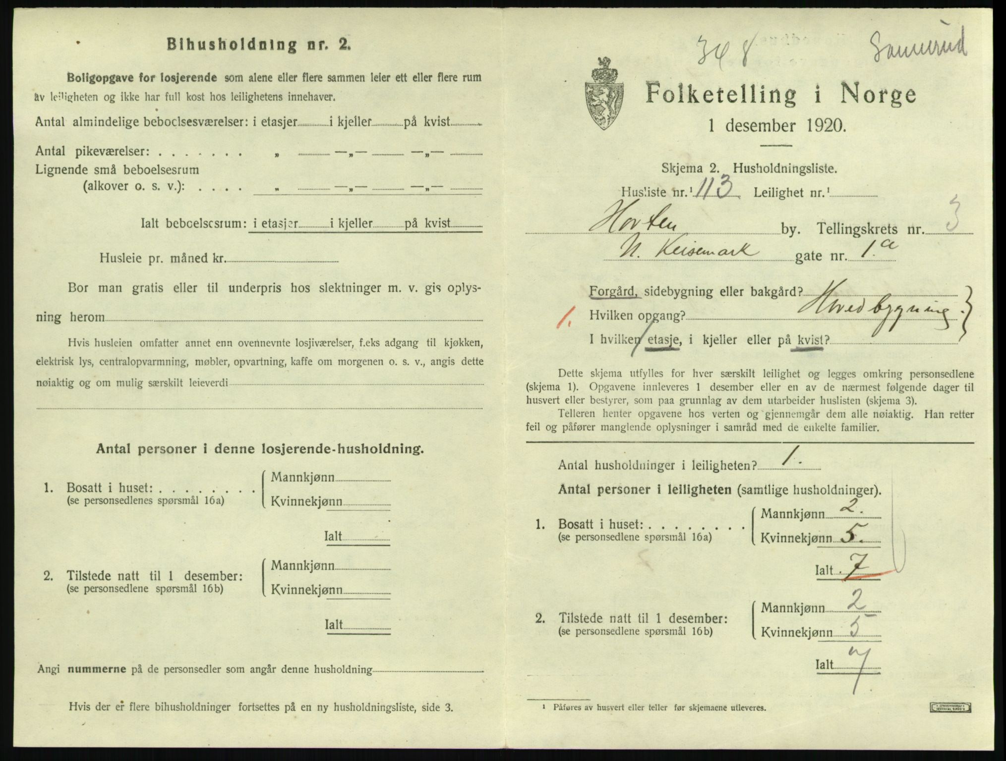 SAKO, 1920 census for Horten, 1920, p. 4515