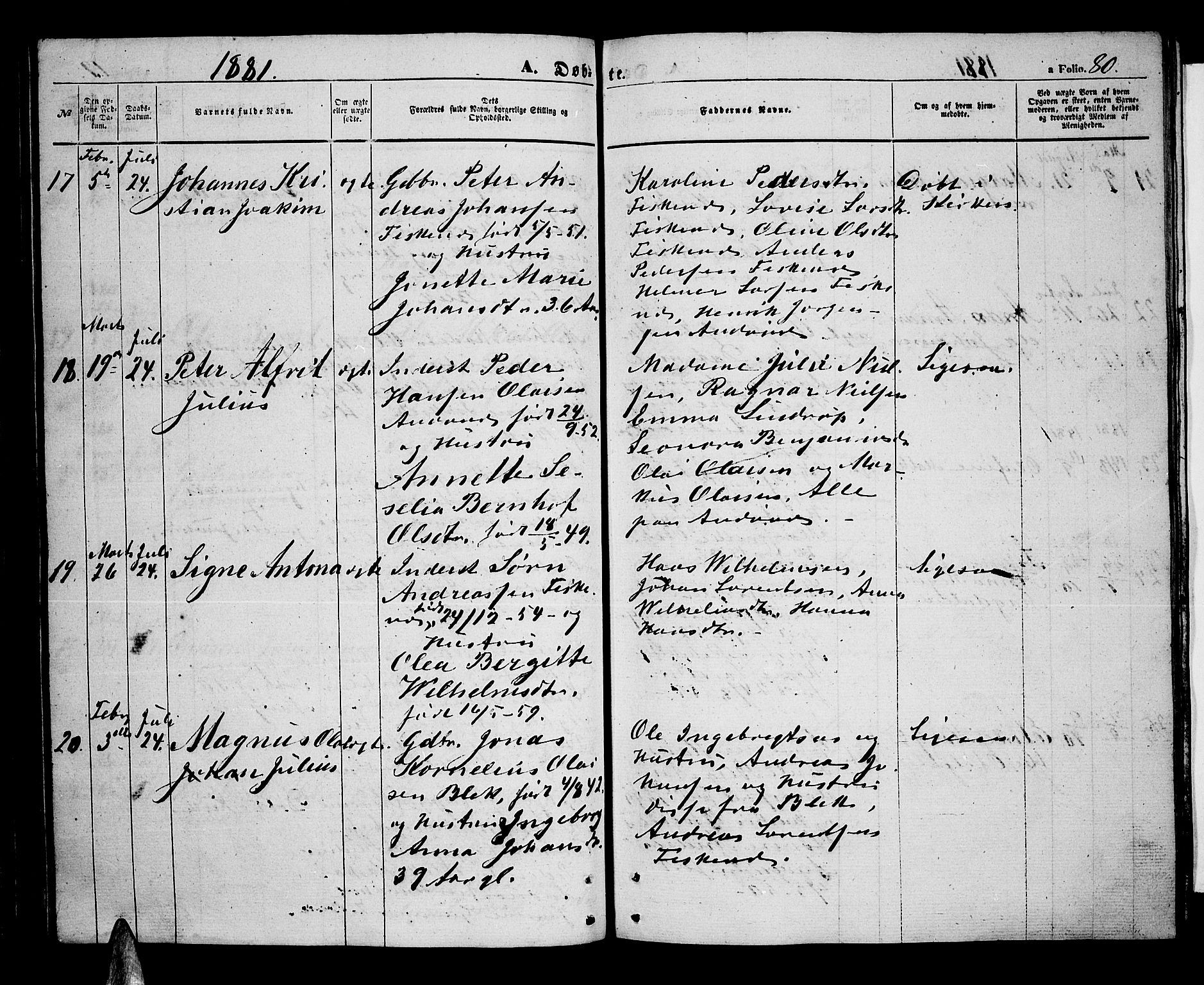 Ministerialprotokoller, klokkerbøker og fødselsregistre - Nordland, AV/SAT-A-1459/899/L1447: Parish register (copy) no. 899C02, 1855-1886, p. 80