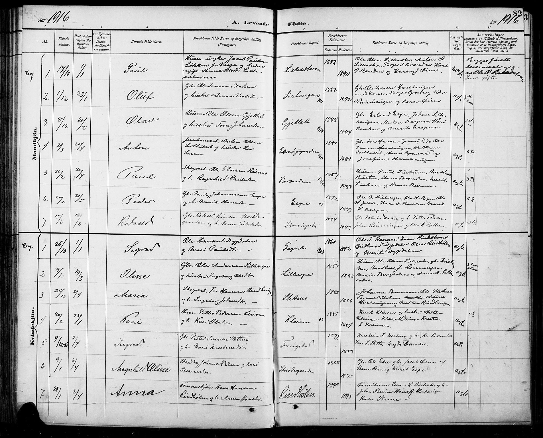 Sel prestekontor, AV/SAH-PREST-074/H/Ha/Hab/L0005: Parish register (copy) no. 5, 1894-1923, p. 82