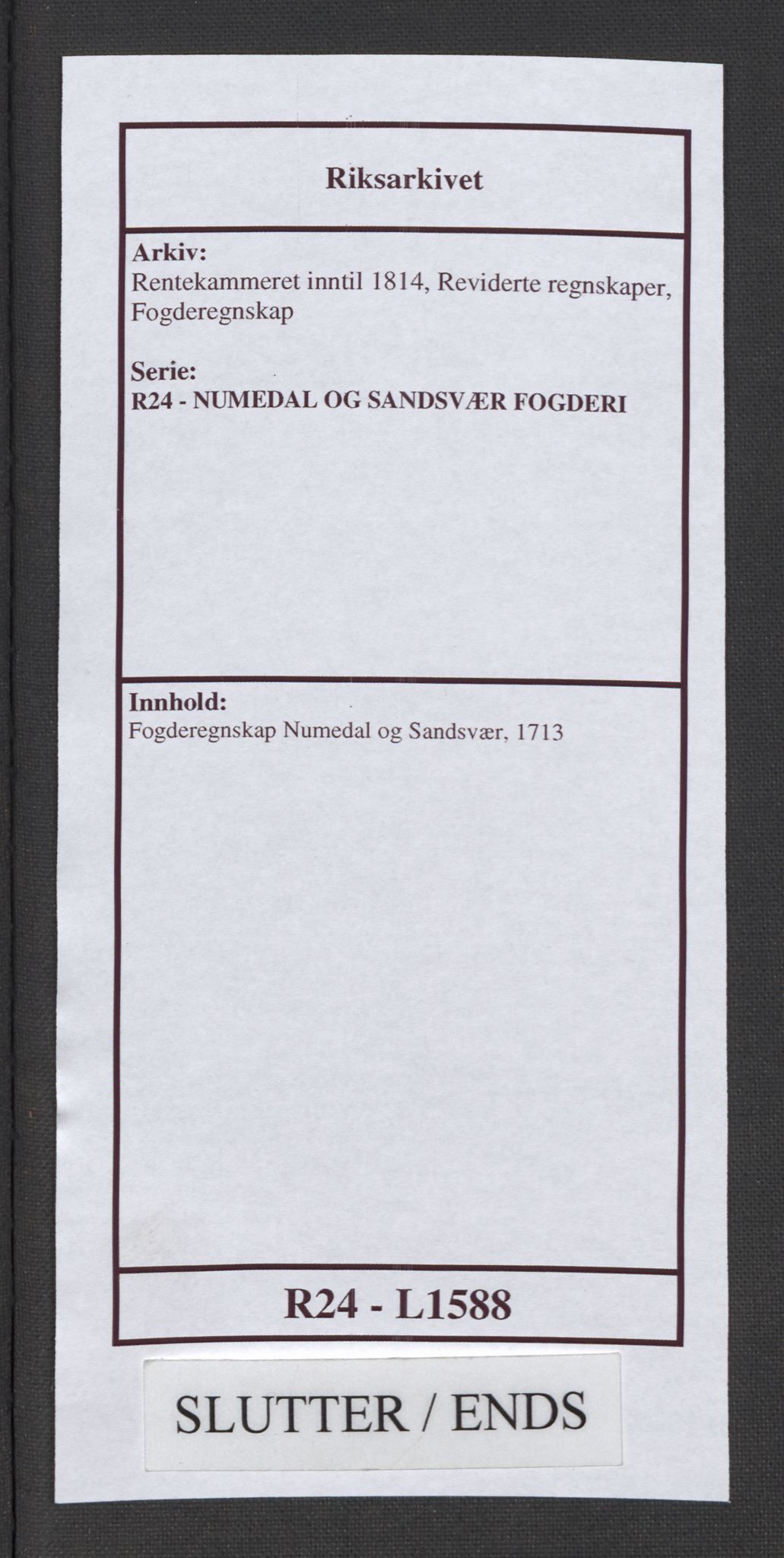 Rentekammeret inntil 1814, Reviderte regnskaper, Fogderegnskap, RA/EA-4092/R24/L1588: Fogderegnskap Numedal og Sandsvær, 1713, p. 381