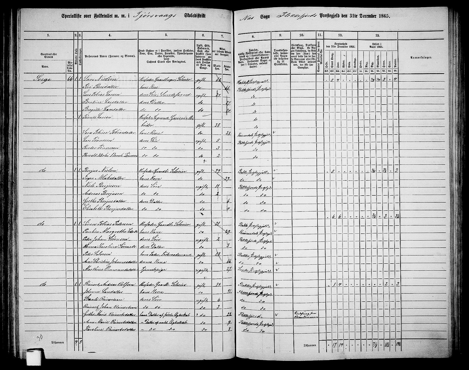 RA, 1865 census for Flekkefjord/Nes og Hidra, 1865, p. 102