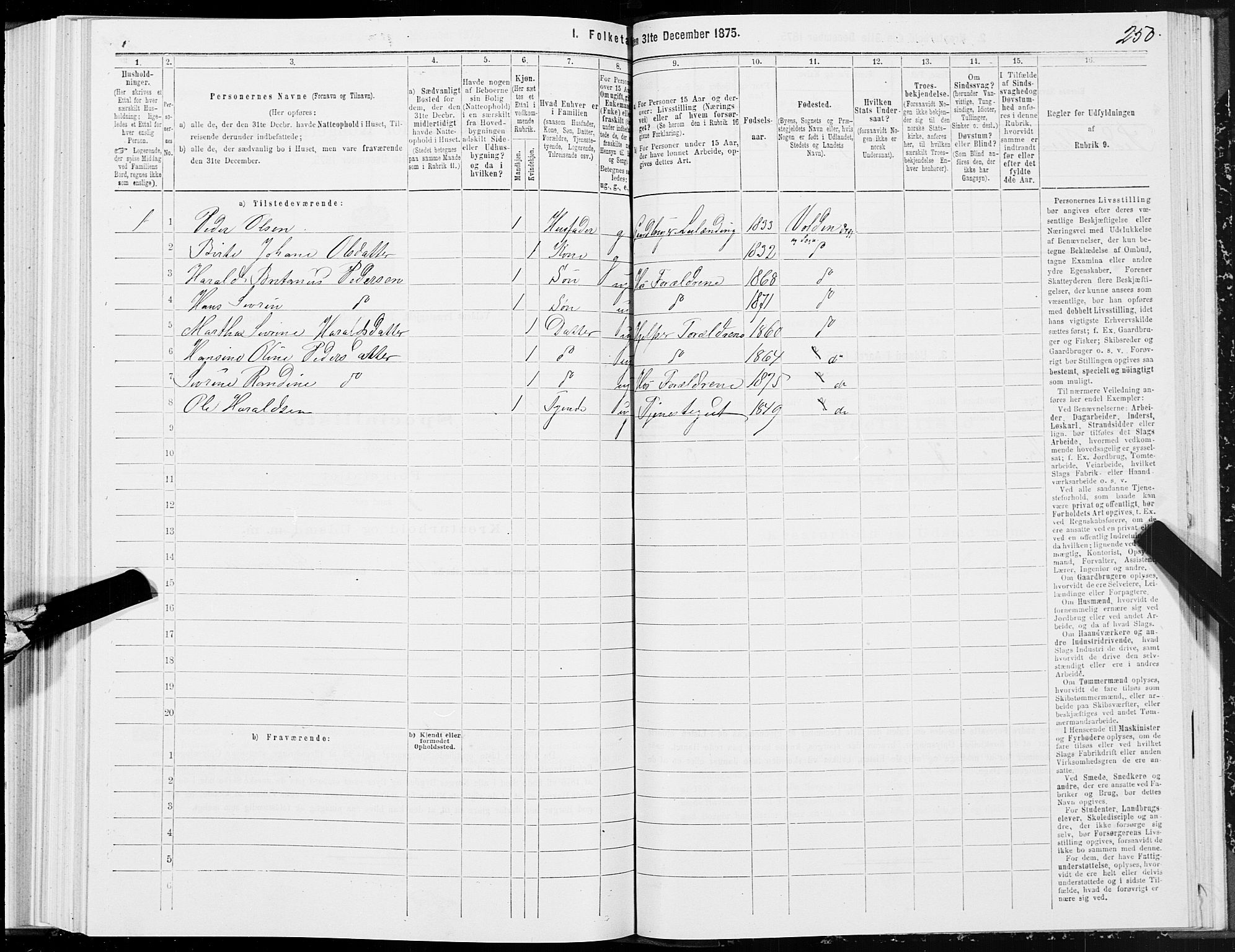 SAT, 1875 census for 1519P Volda, 1875, p. 5250